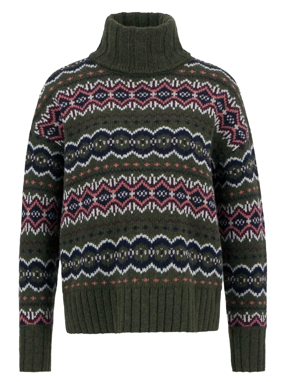 Helen Fair isle Roll-Neck Jumper - Olive Multi