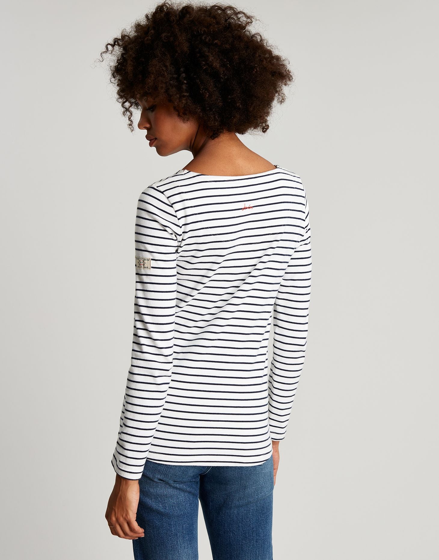 Harbour Long Sleeve Jersey Top - Cream Navy Stripe