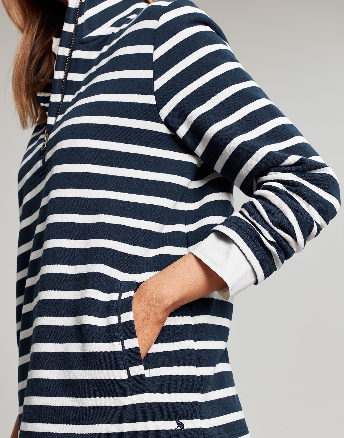 Women's Pip Stripe Sweatshirt - Navy Cream Stripe