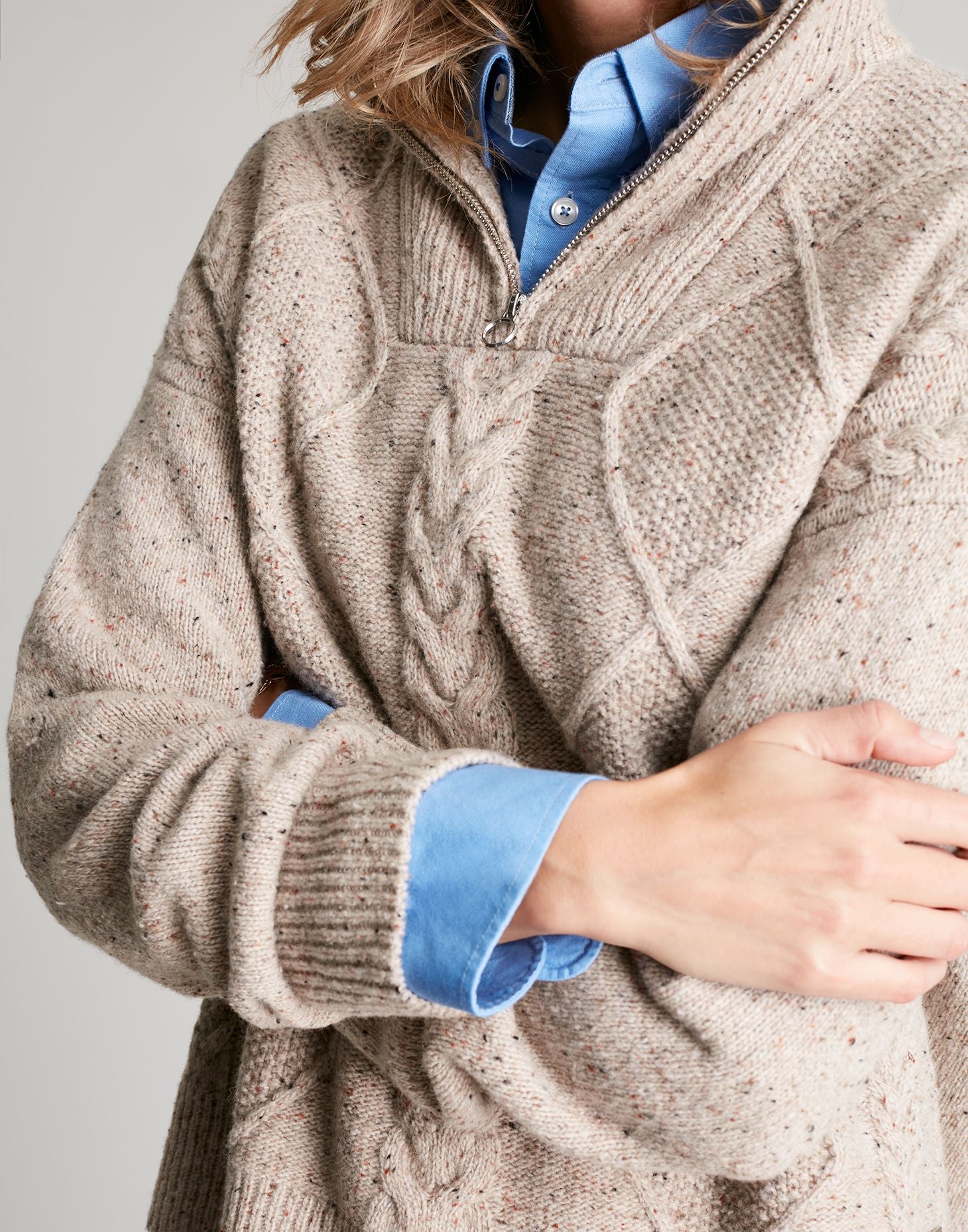 Esme Cable Knit Quarter Zip Jumper