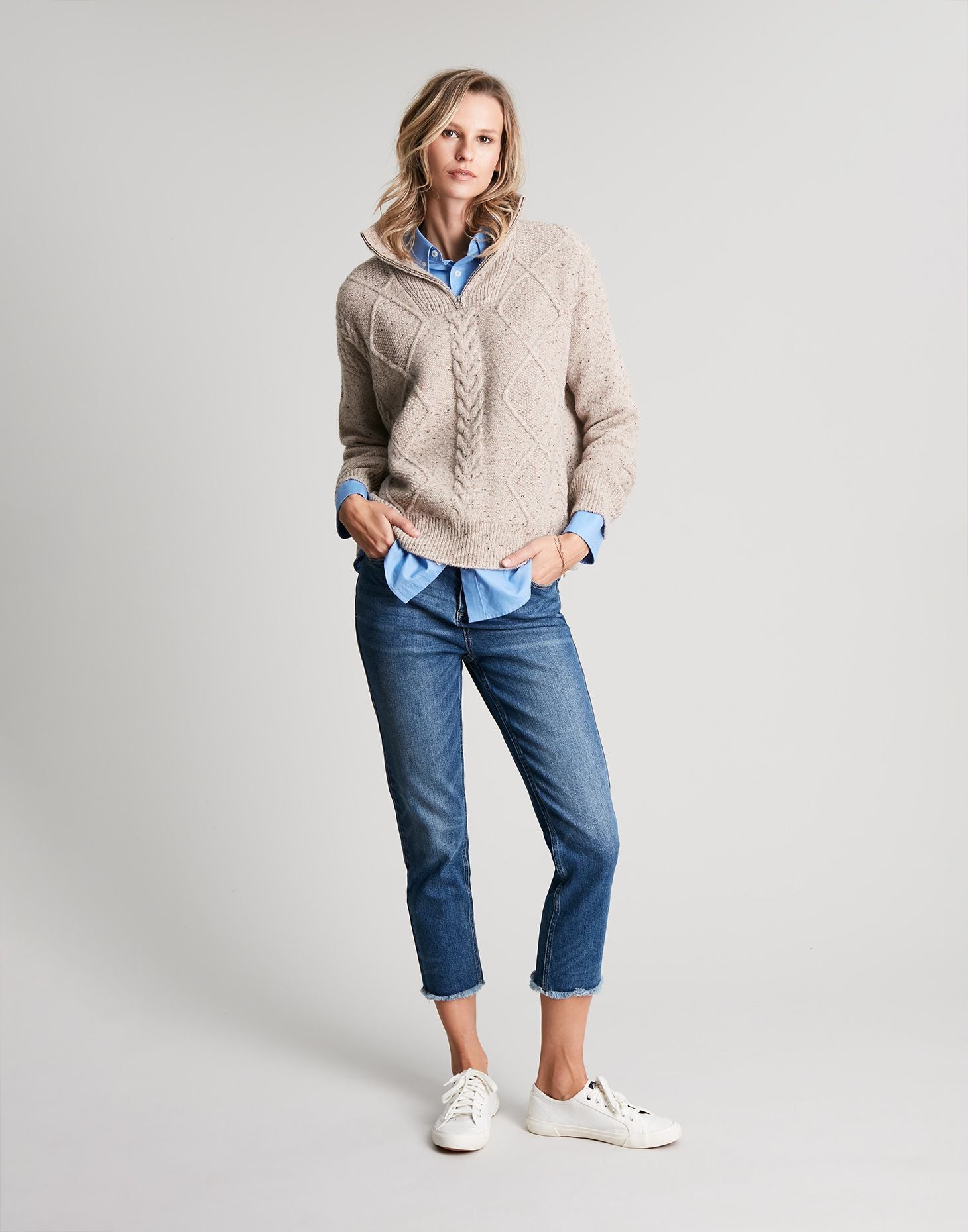 Esme Cable Knit Quarter Zip Jumper