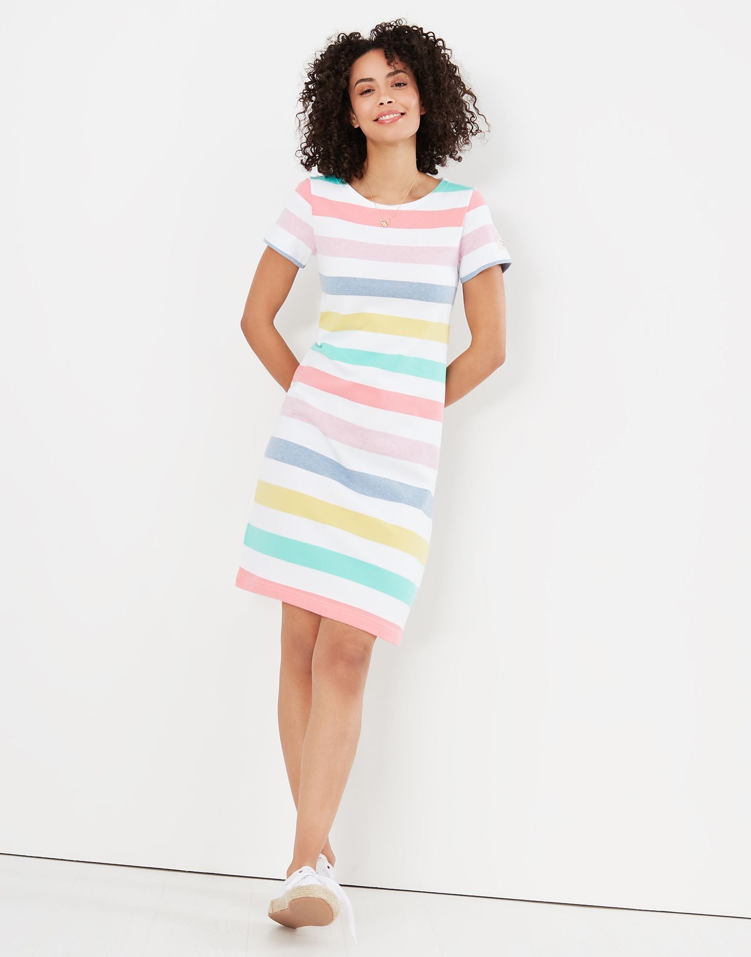 Riviera Stripe Short Sleeve Jersey Dress - Multi Stripe