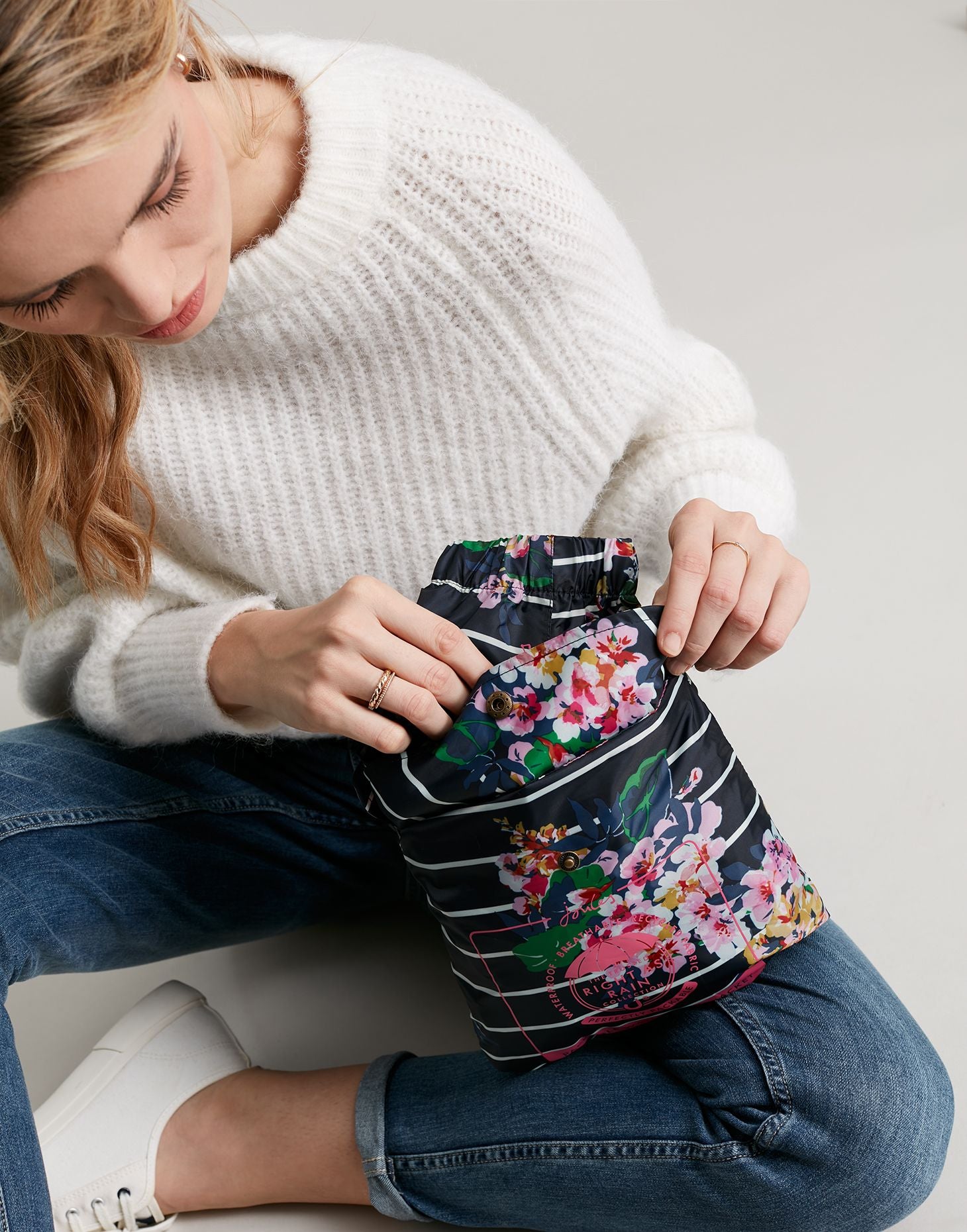 Golightly Printed Waterproof Packaway - Floral Stripe