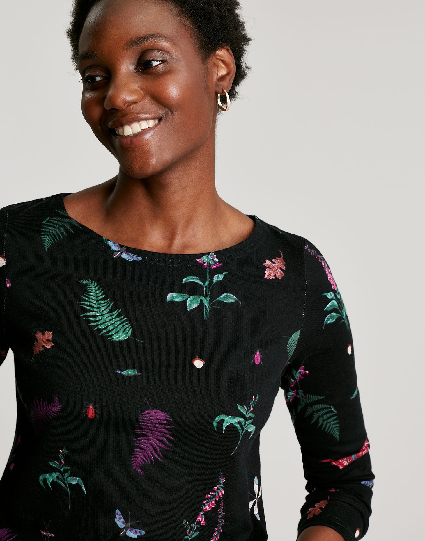 Harbour Print Long Sleeve Jersey Top - Black Midnight Beasts