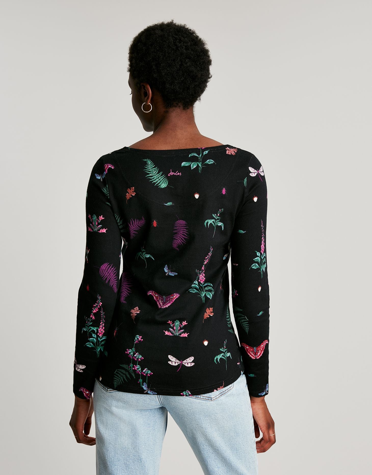 Harbour Print Long Sleeve Jersey Top - Black Midnight Beasts