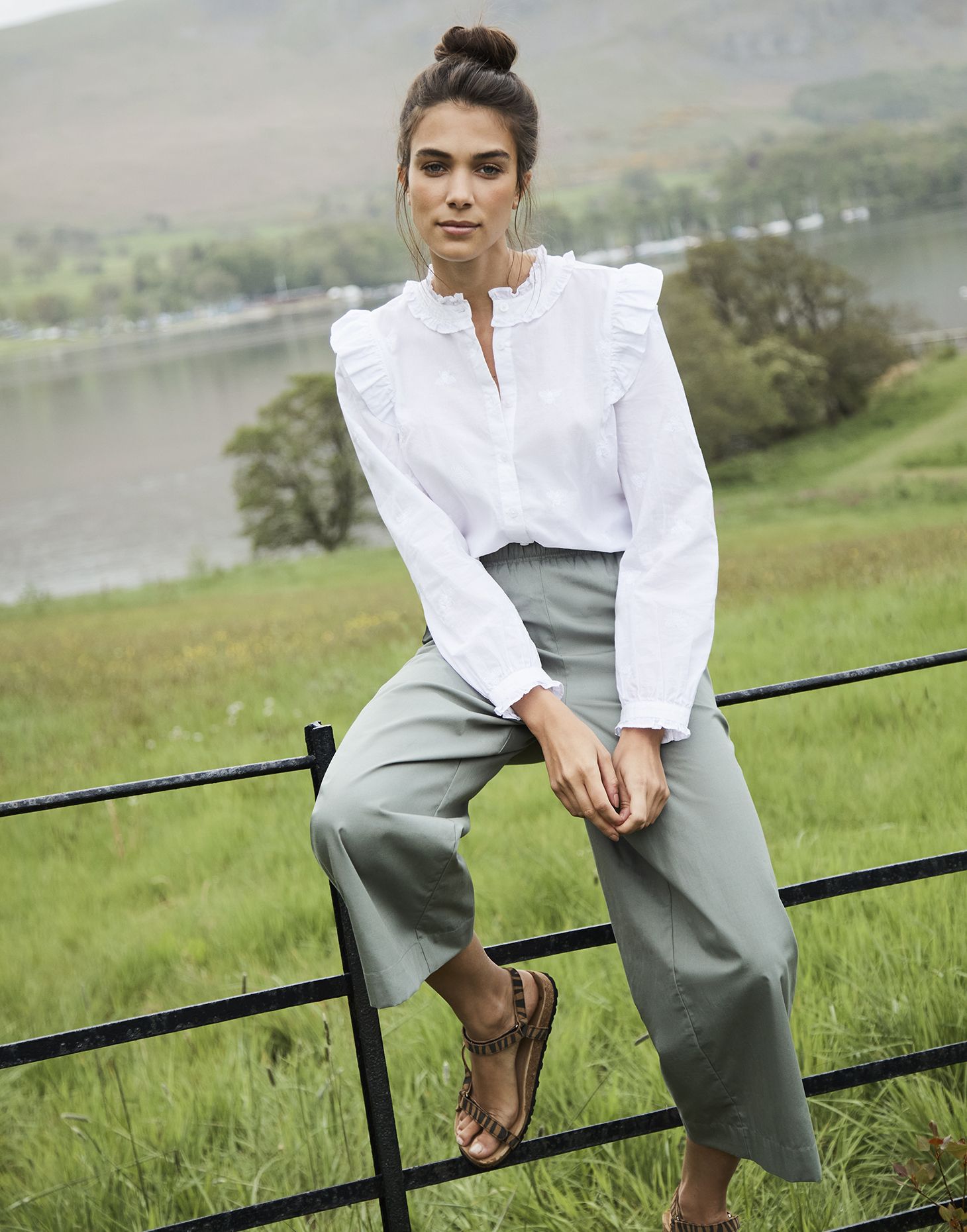Naomi Button Through Blouse - White Bee