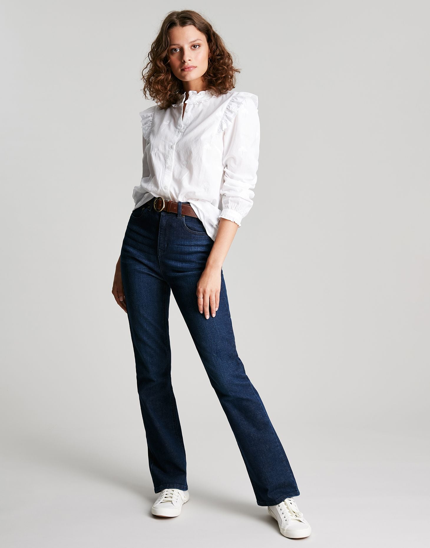 Naomi Button Through Blouse - White Bee