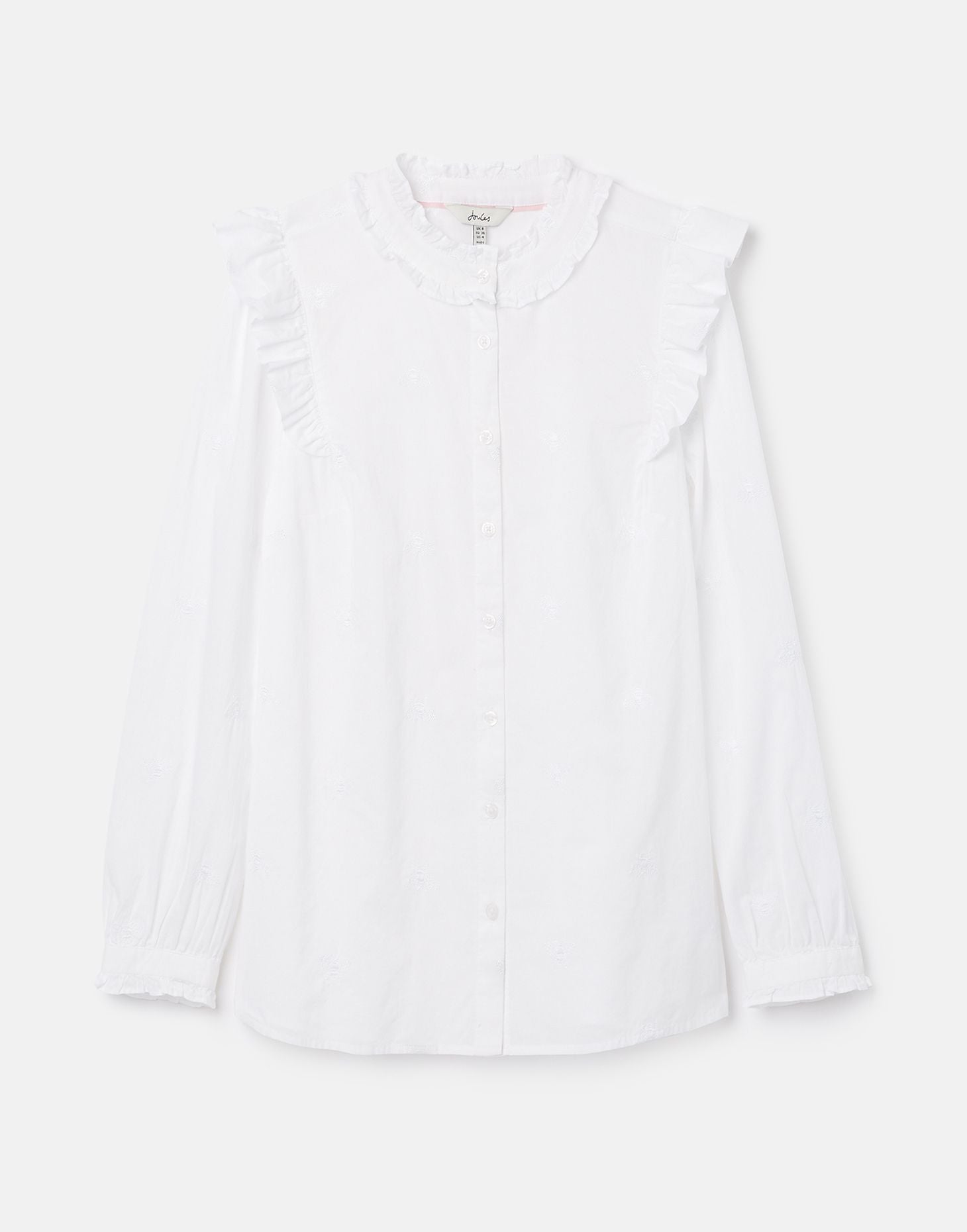 Naomi Button Through Blouse - White Bee