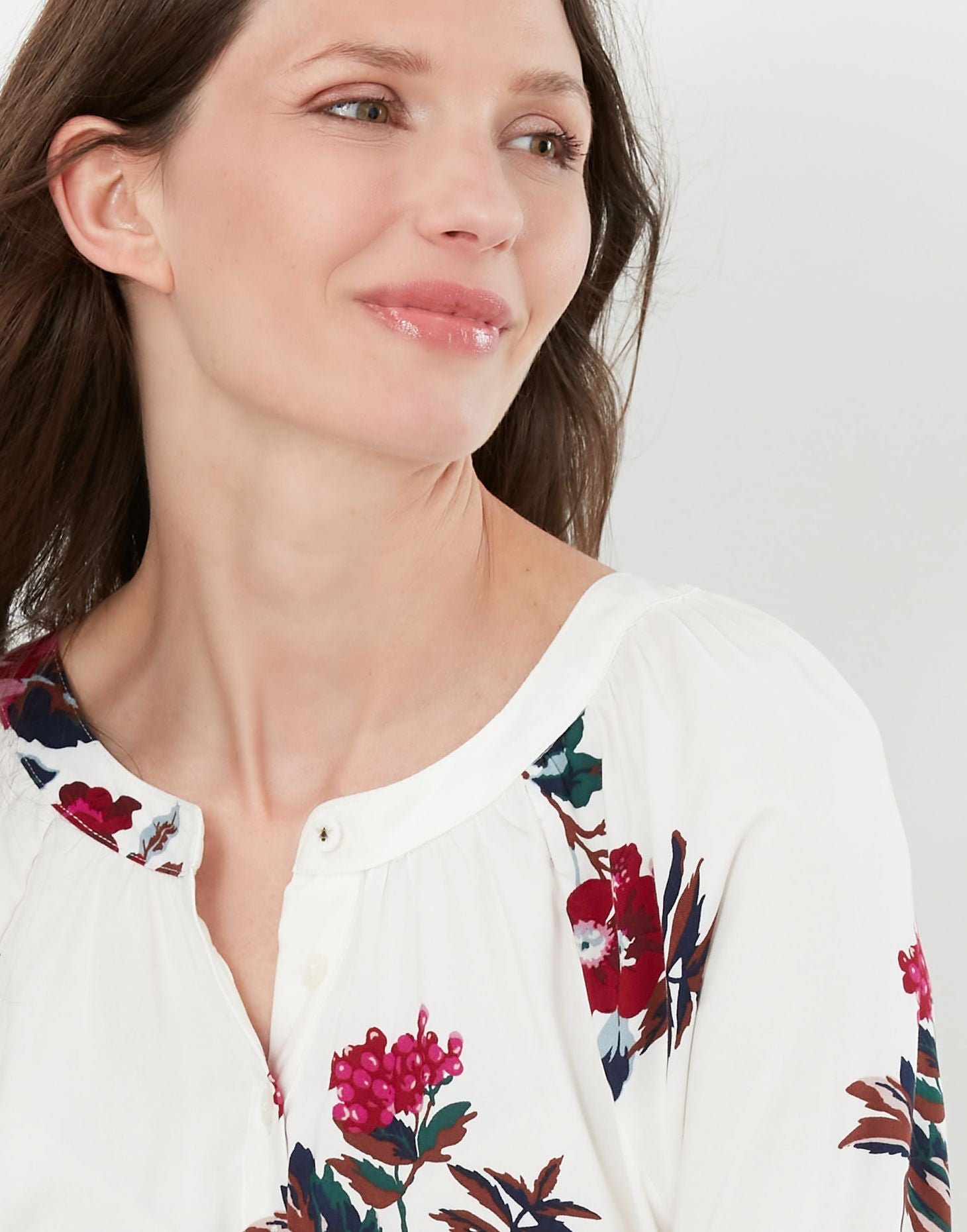 Rosamund Floral Print Long Sleeve Blouse - Cream Floral