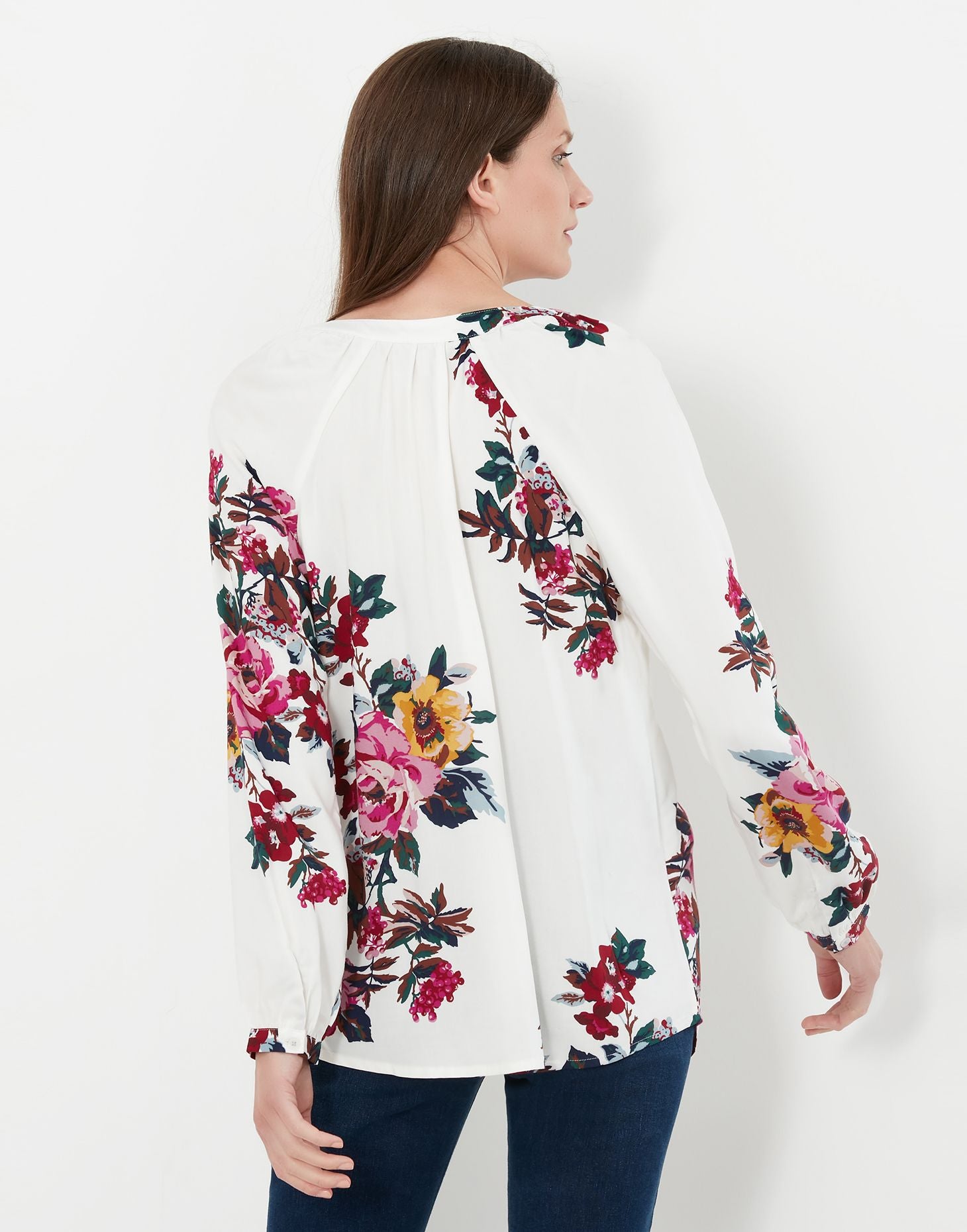 Rosamund Floral Print Long Sleeve Blouse - Cream Floral