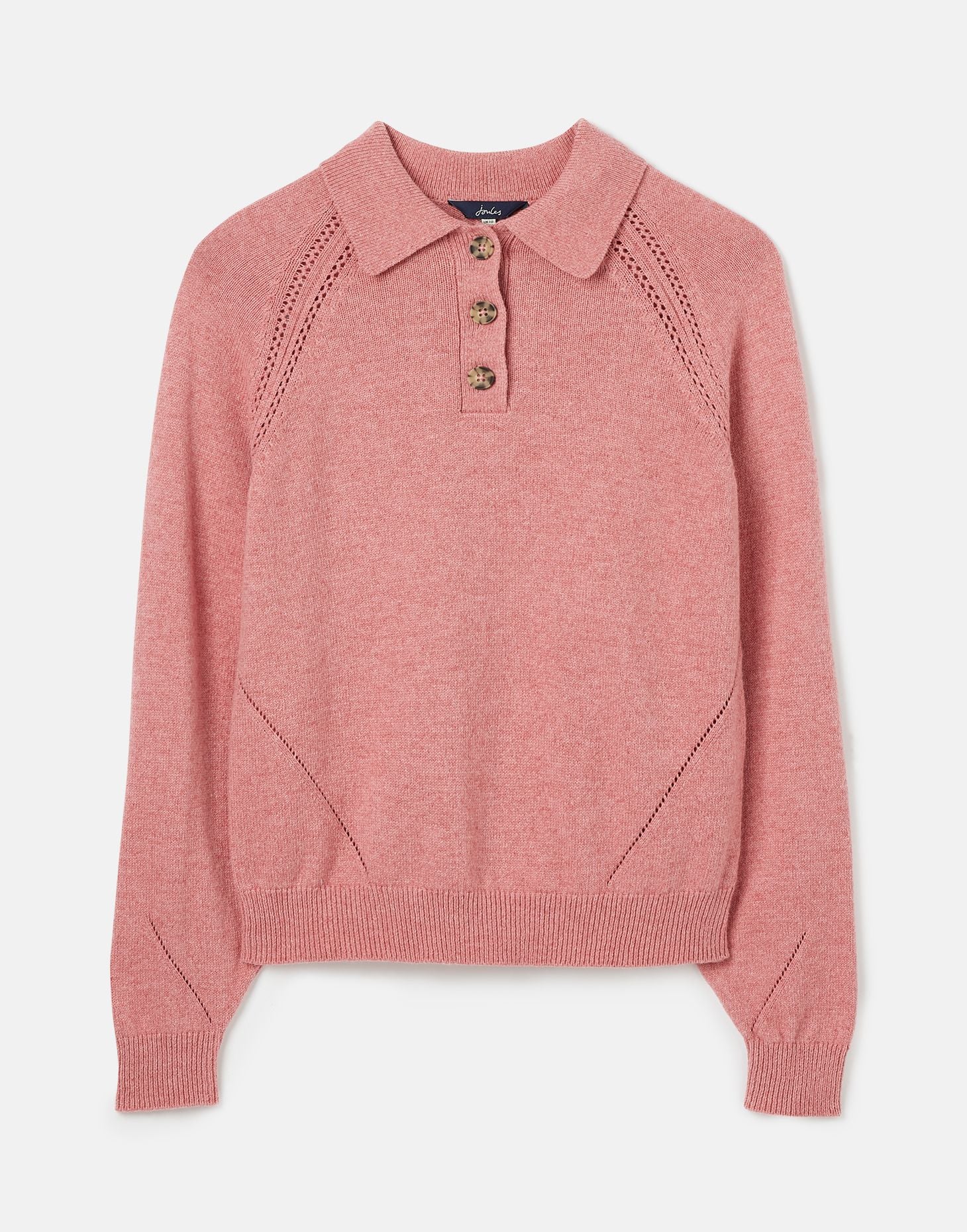 Mia Collared Pointelle Jumper - Pink