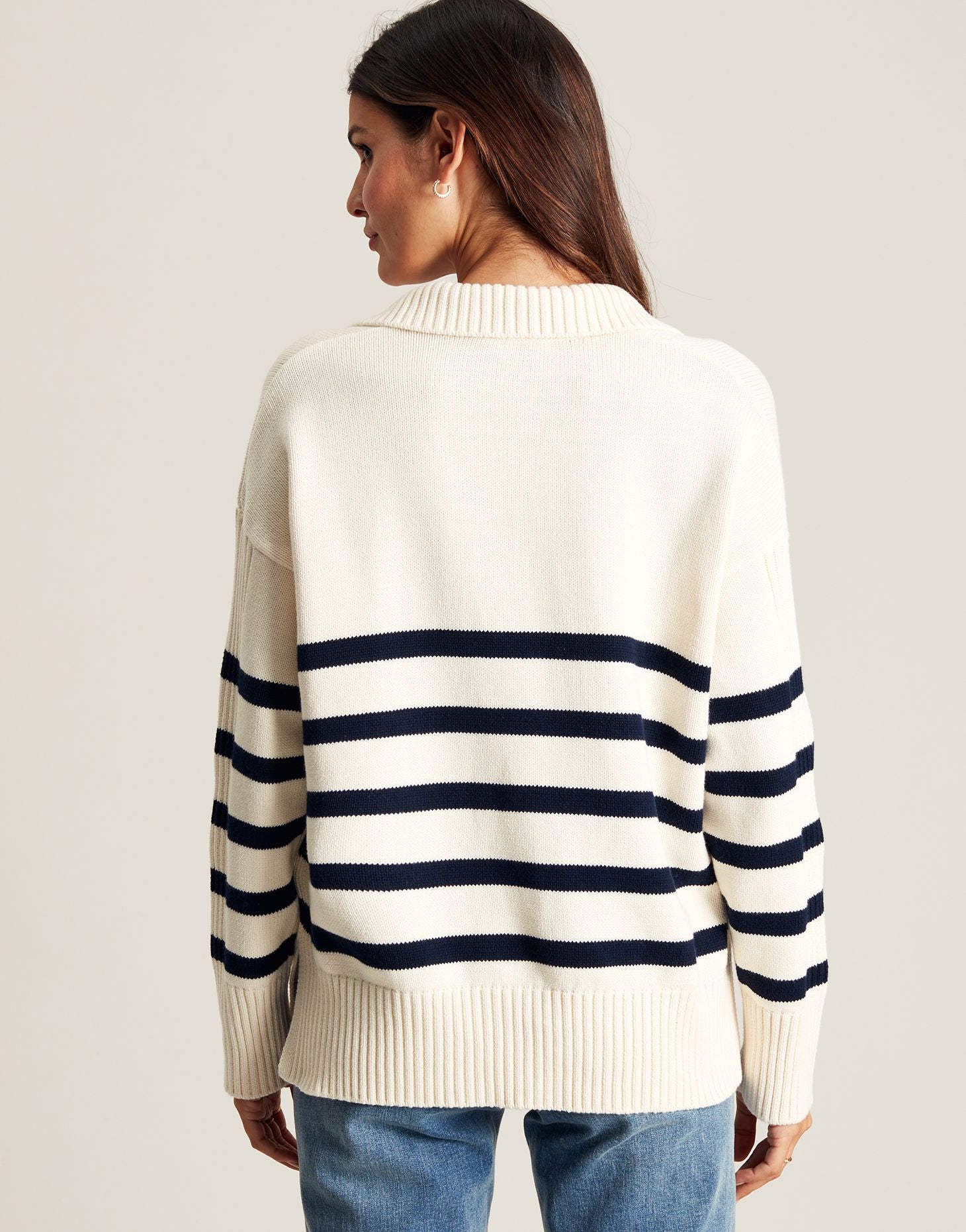 Emelia Collared Jumper - Navy Cream