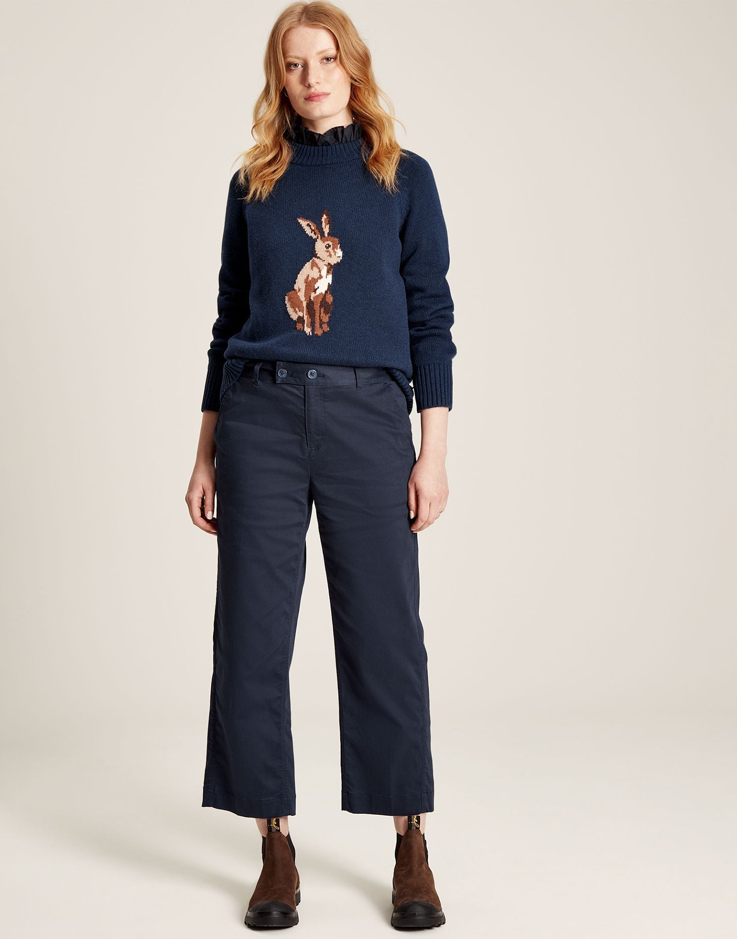 Margot Intarsia Jumper - Navy Hare