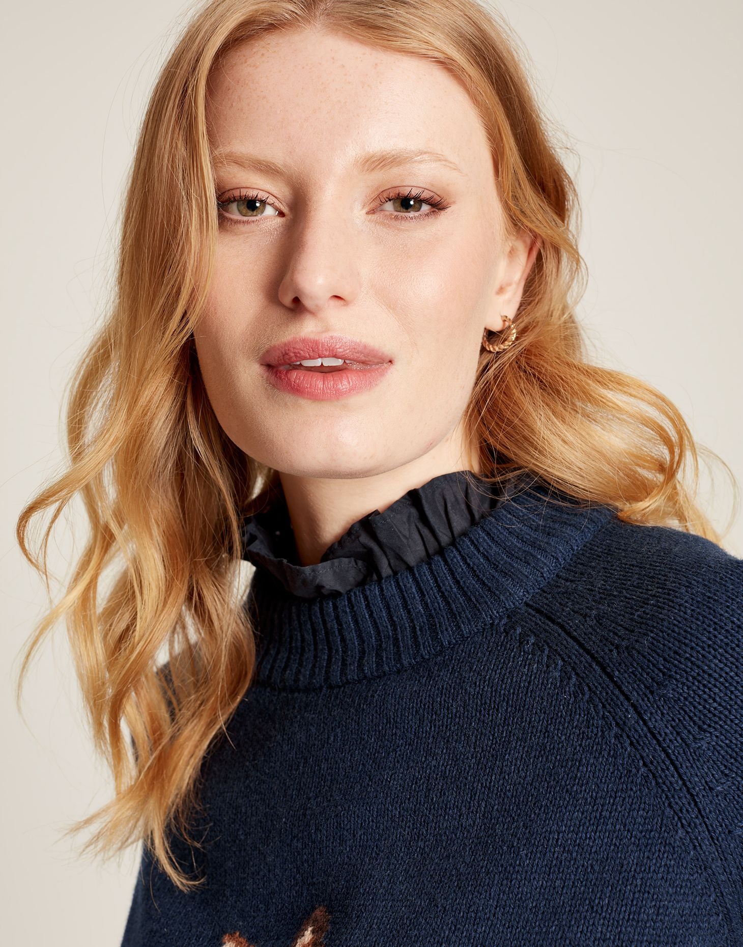 Margot Intarsia Jumper - Navy Hare