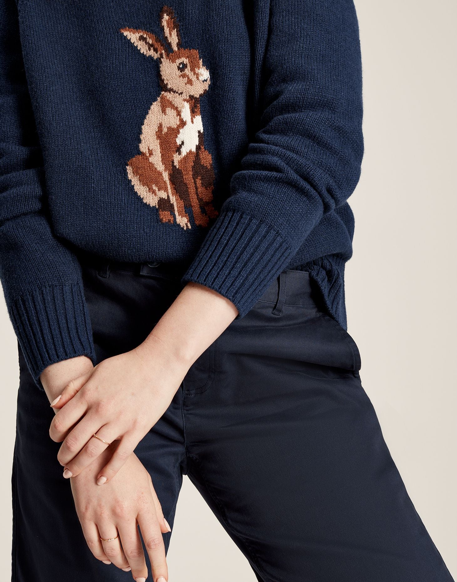Margot Intarsia Jumper - Navy Hare