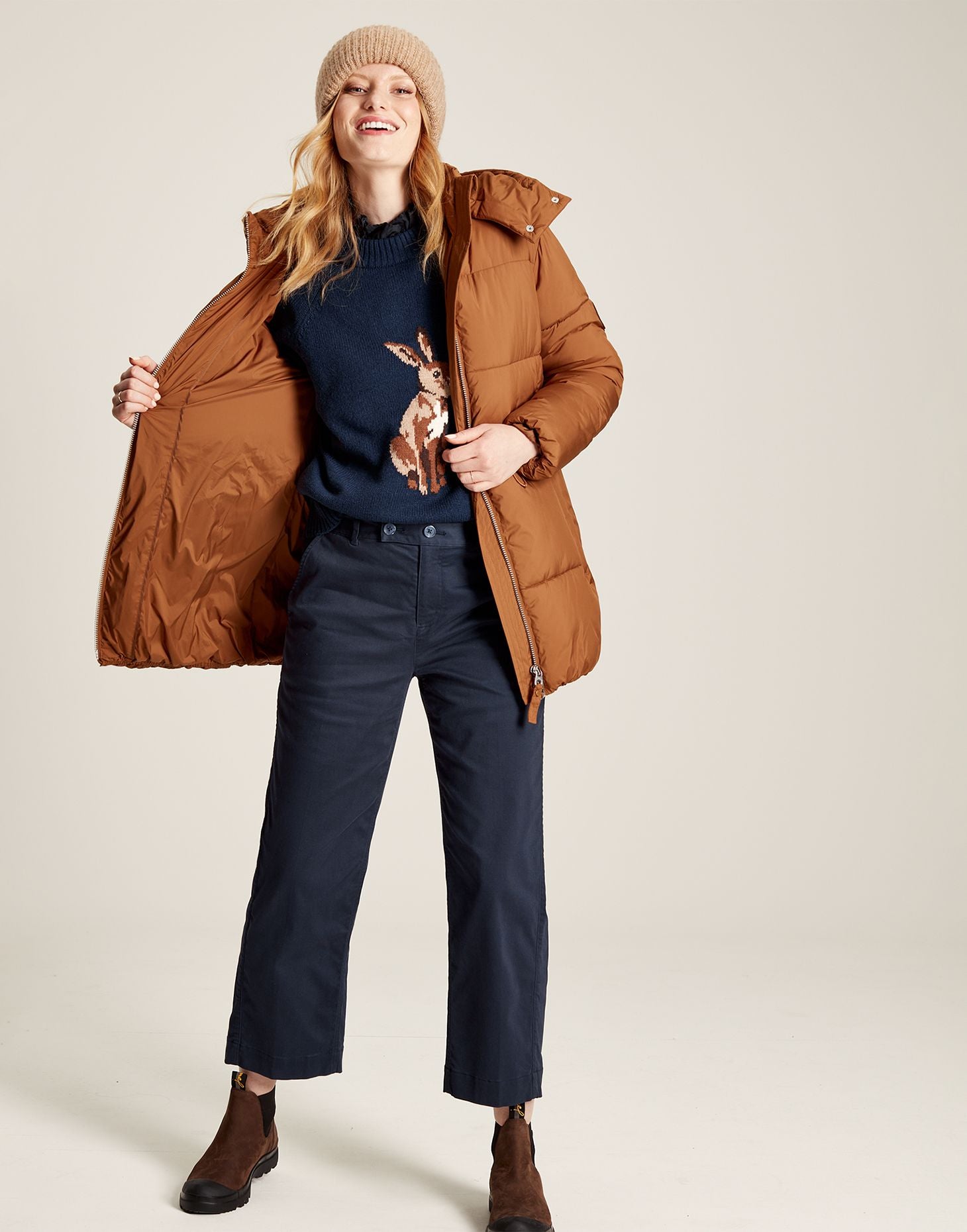 Margot Intarsia Jumper - Navy Hare