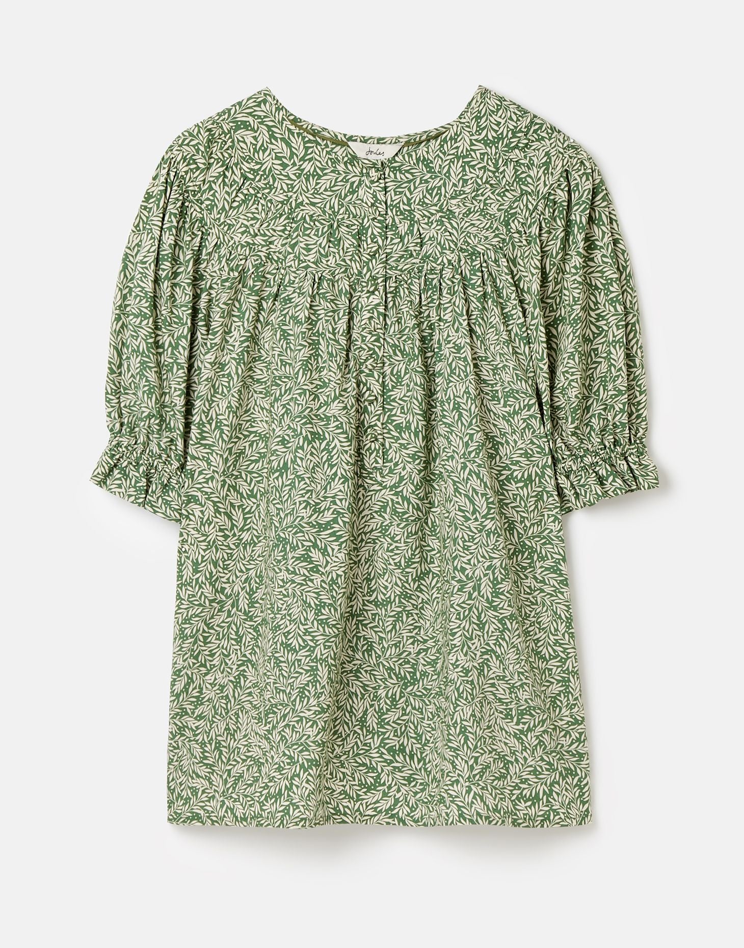 Eloisa Curved Yoke Blouse - Green Leaf Ditsy