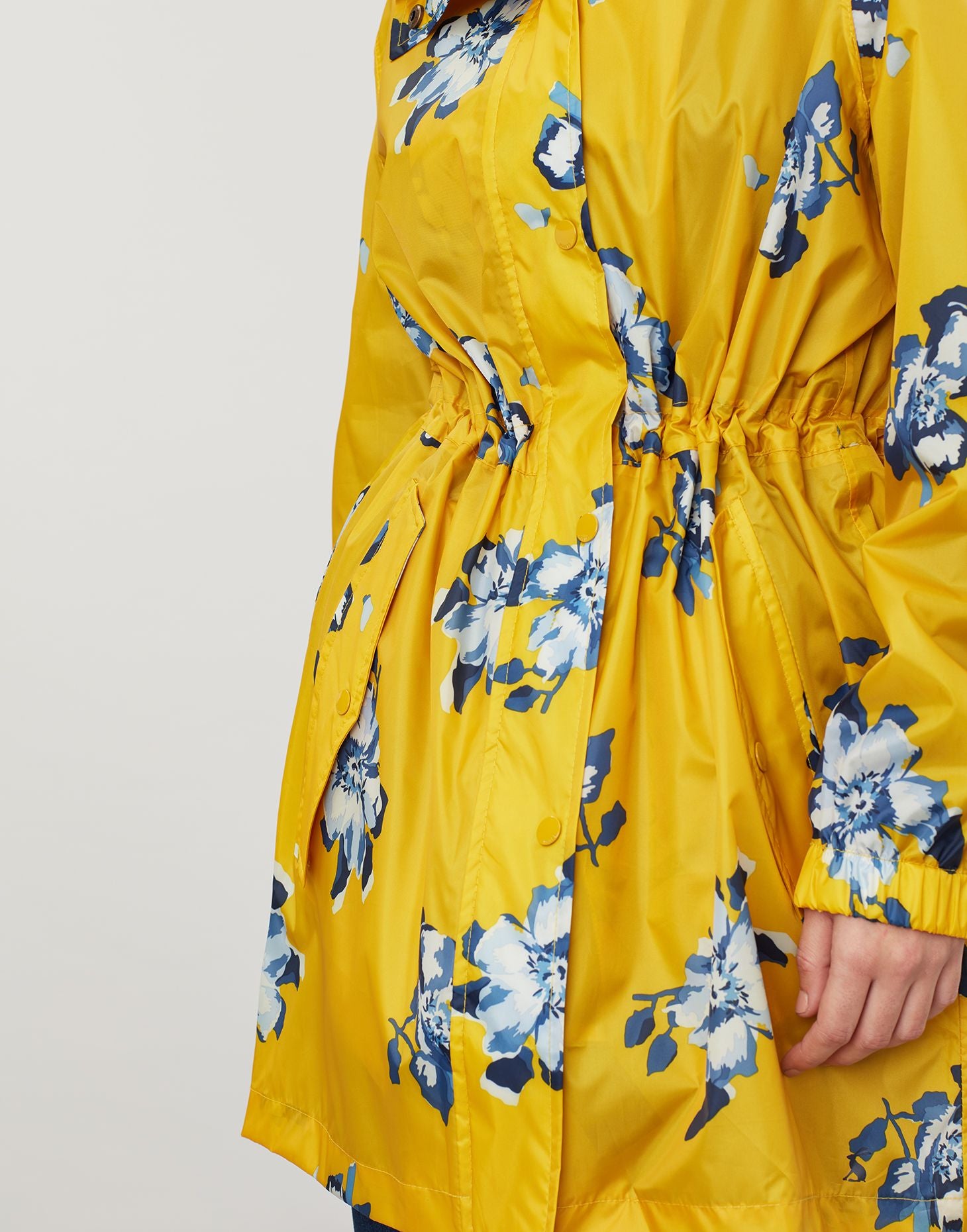 Golightly Printed Waterproof Packaway Coat - Gold Floral