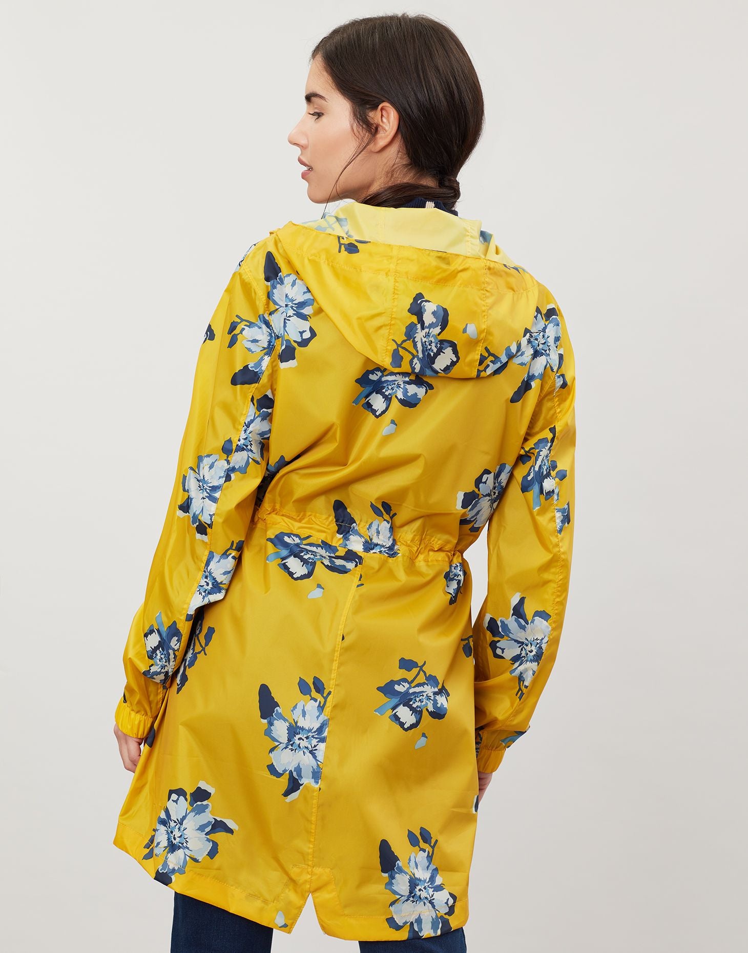 Golightly Printed Waterproof Packaway Coat - Gold Floral