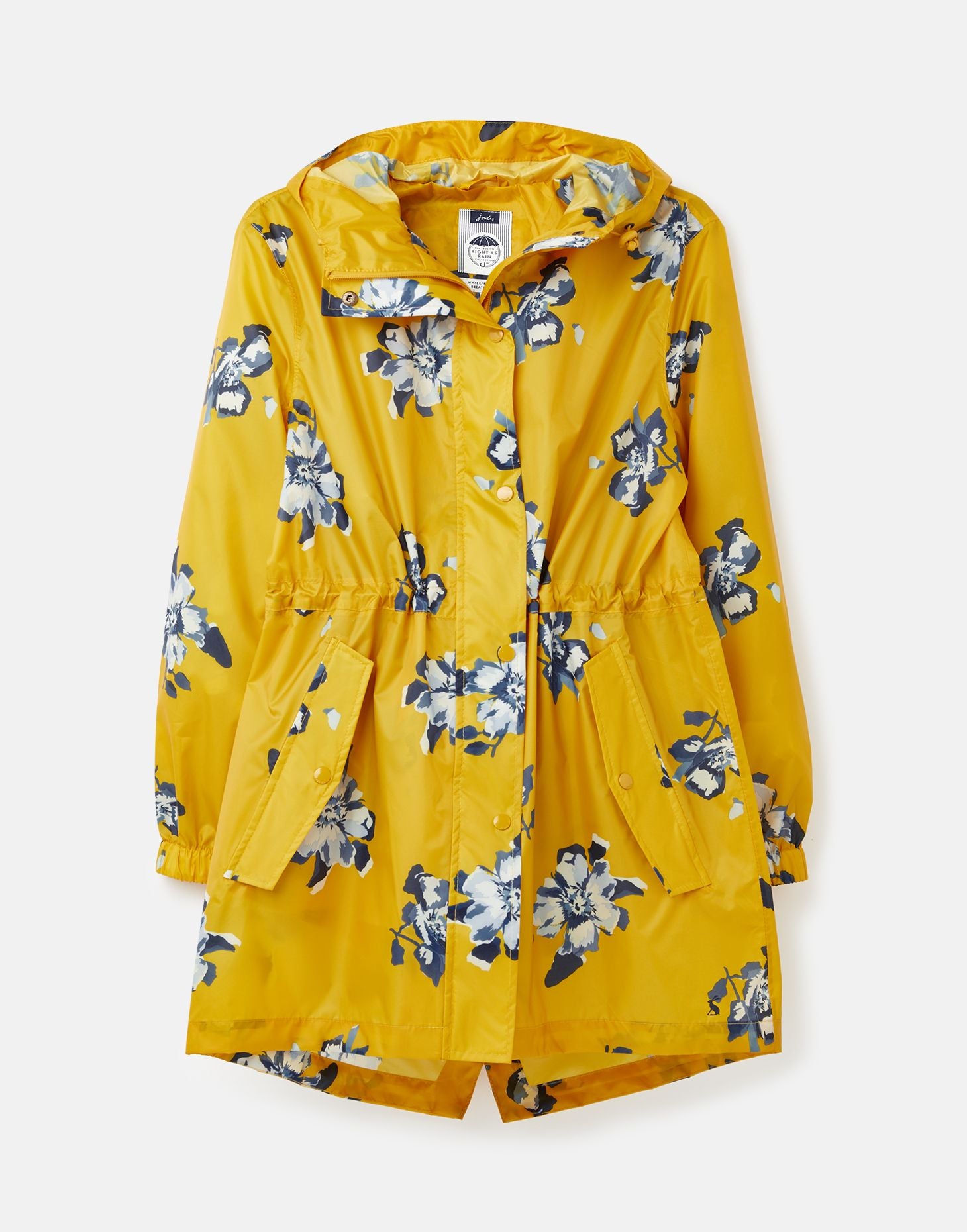 Golightly Printed Waterproof Packaway Coat - Gold Floral