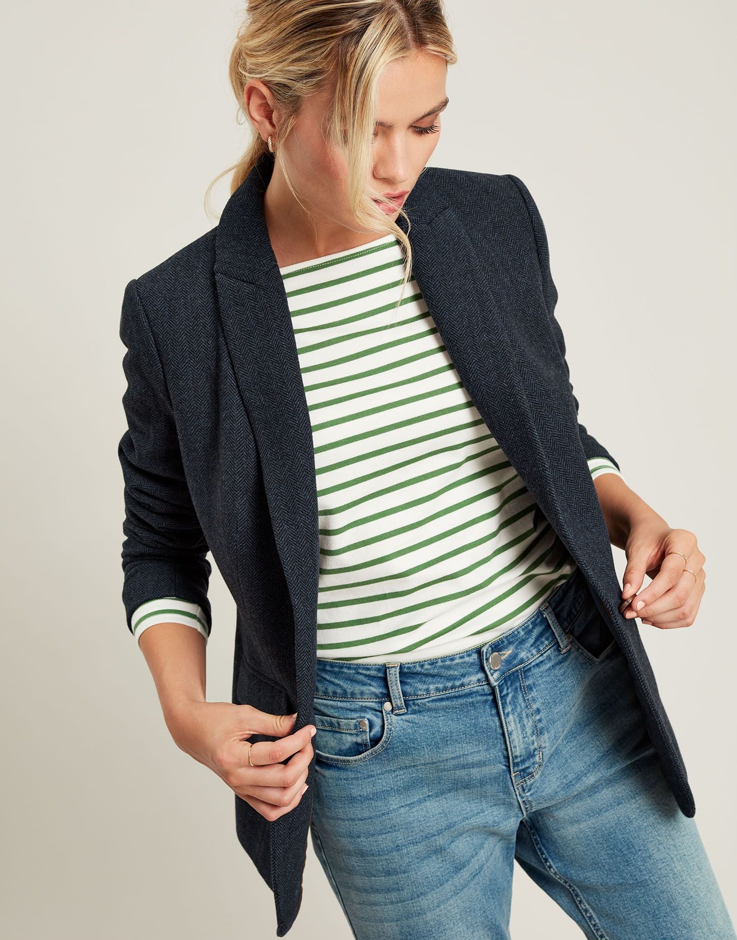 Harbour Long Sleeve Top - Green Stripe