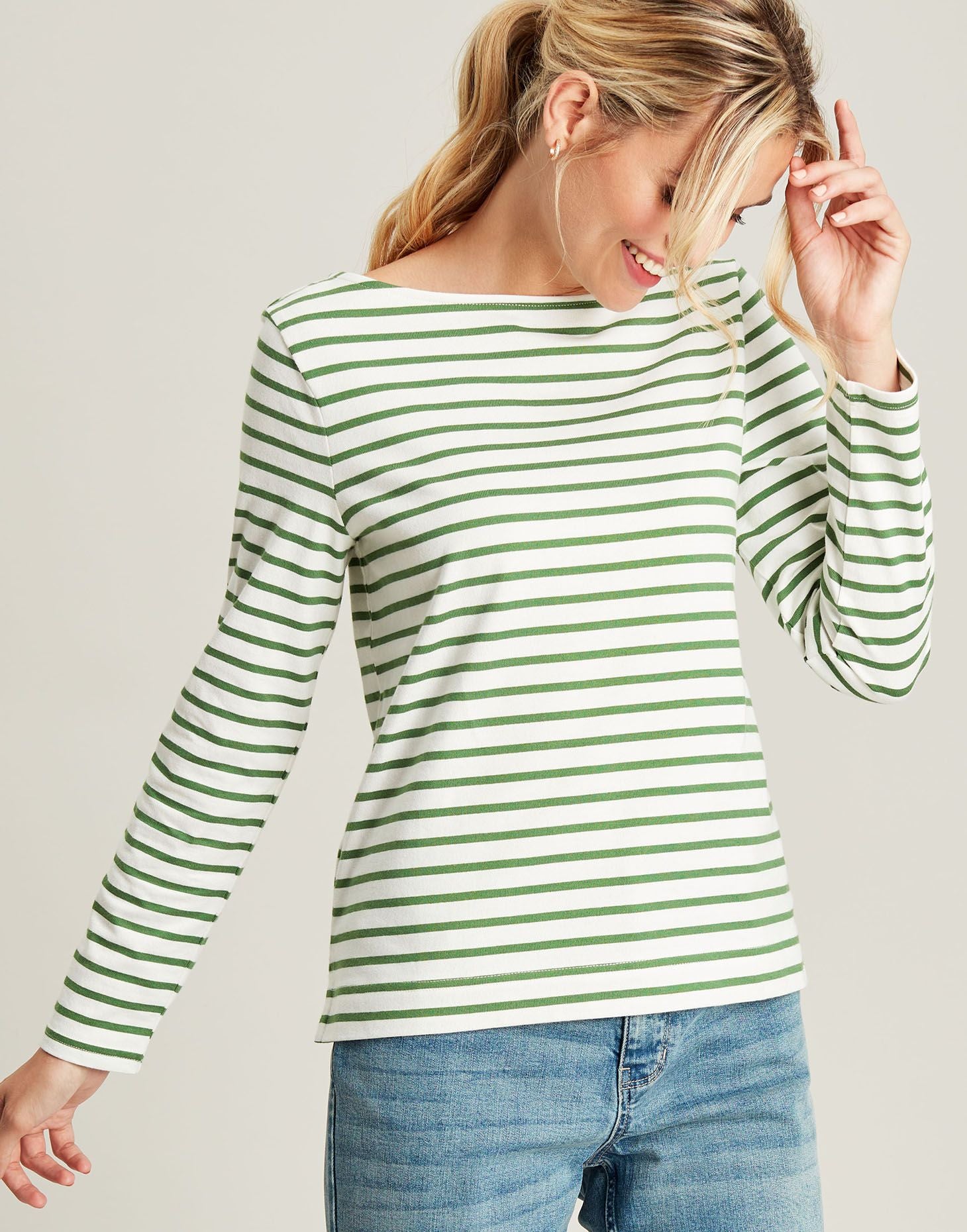 Harbour Long Sleeve Top - Green Stripe