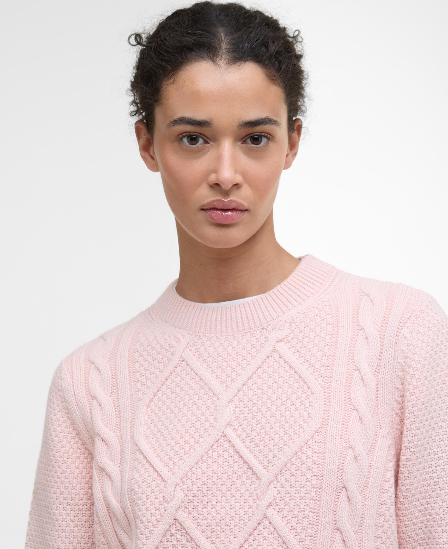 Burne Argyle Crew Neck Jumper - Pink Blush