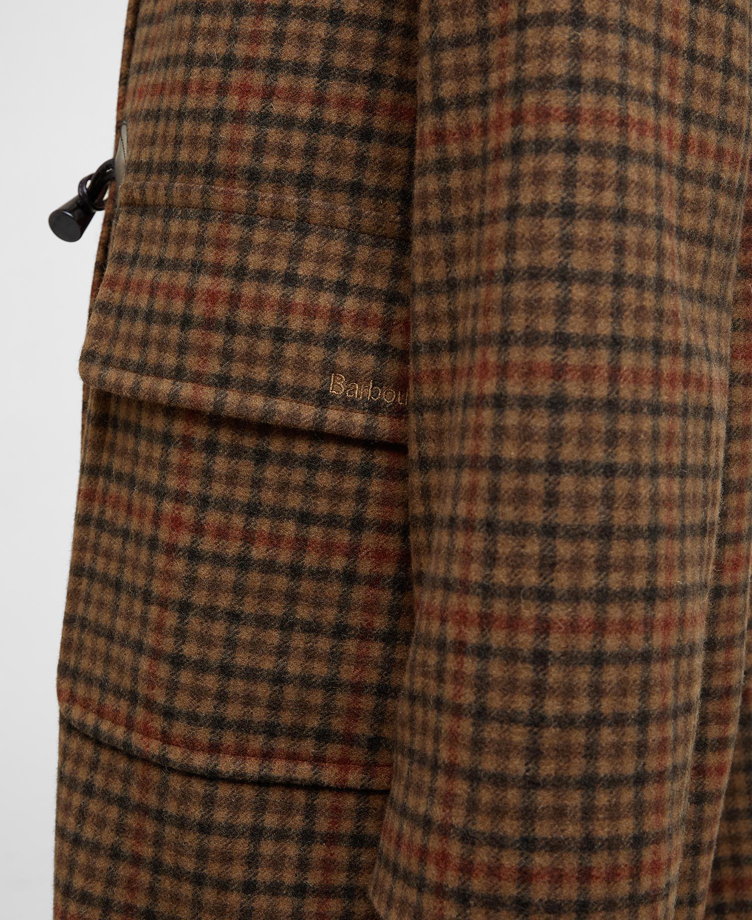 Melody Check Wool Duffle Coat - Brown/Orange Check/Hessian Tartan