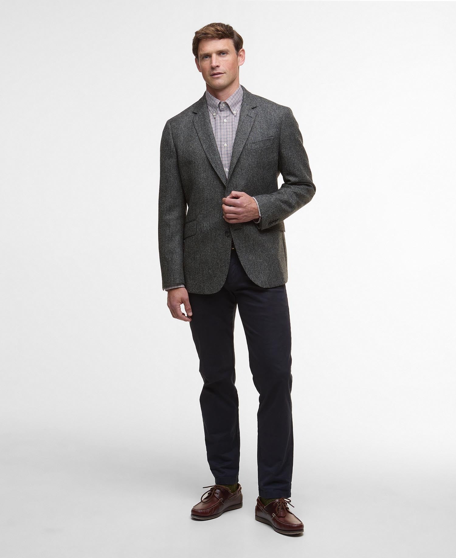Firth Moons Herringbone Blazer - Grey