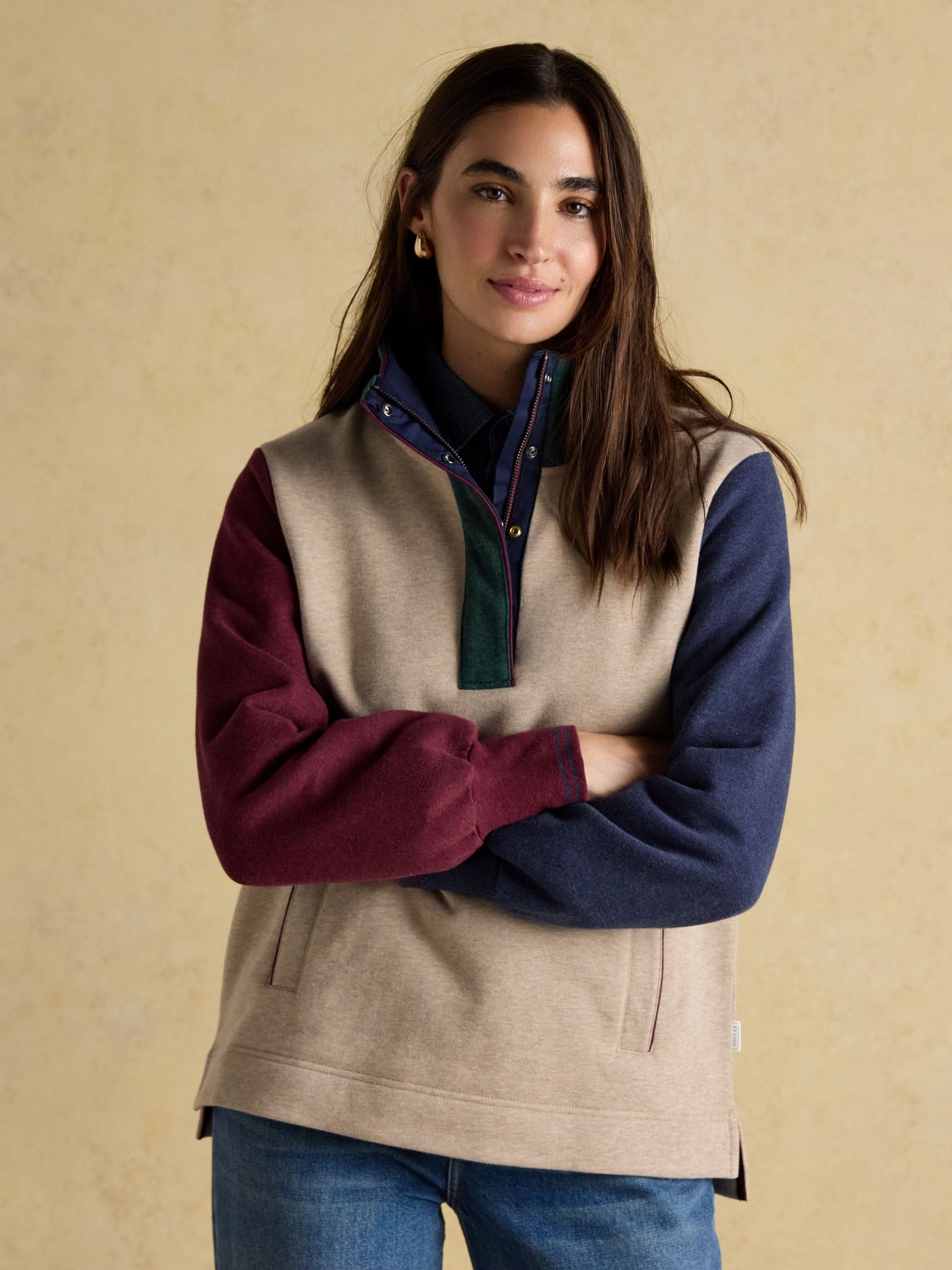 Burnham Hotchpotch Premium Brushed Cotton Funnel Neck Quarter Zip Sweatshirt
