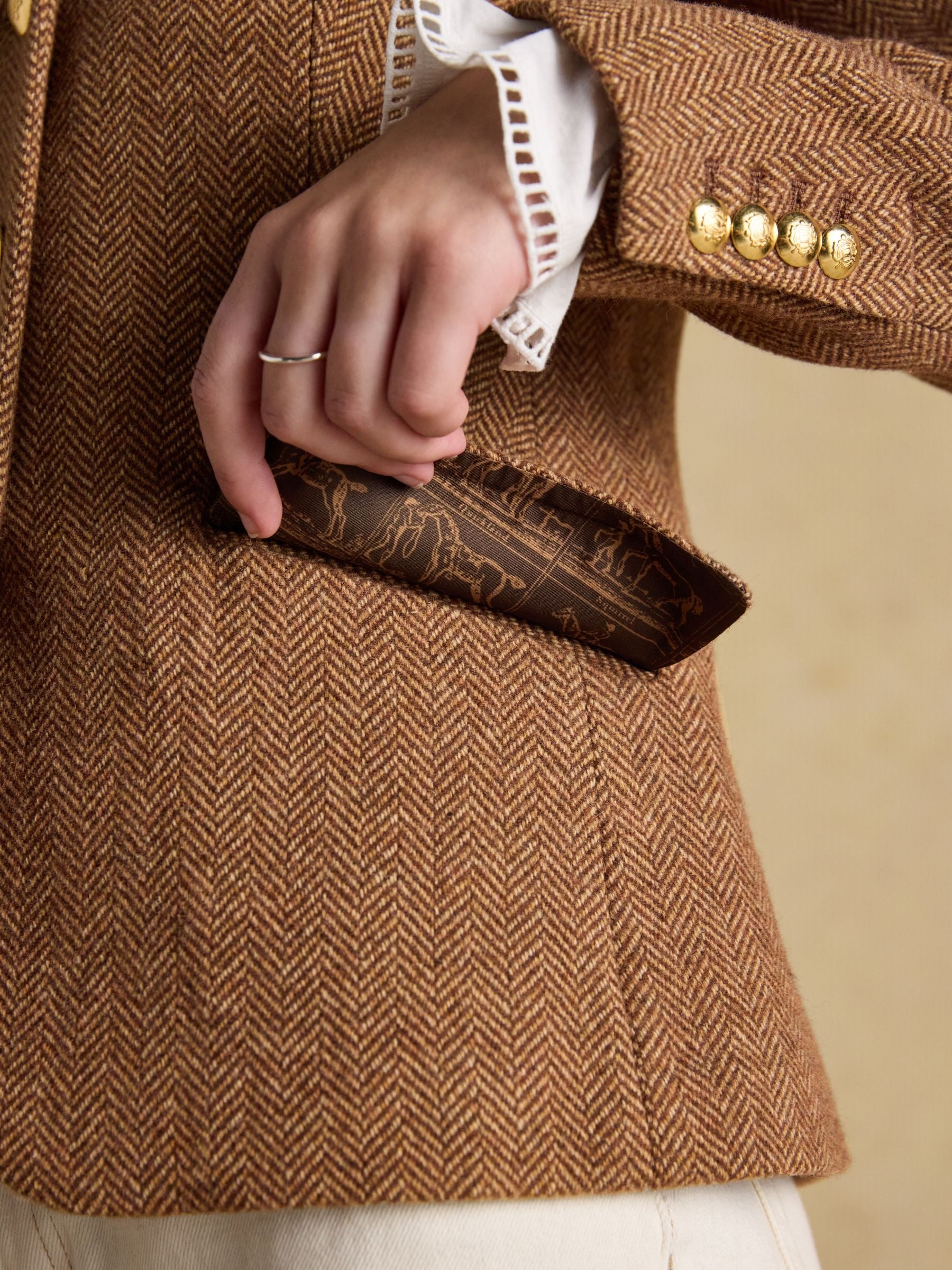 Canterly Brown Herringbone Tweed Hacking Jacket