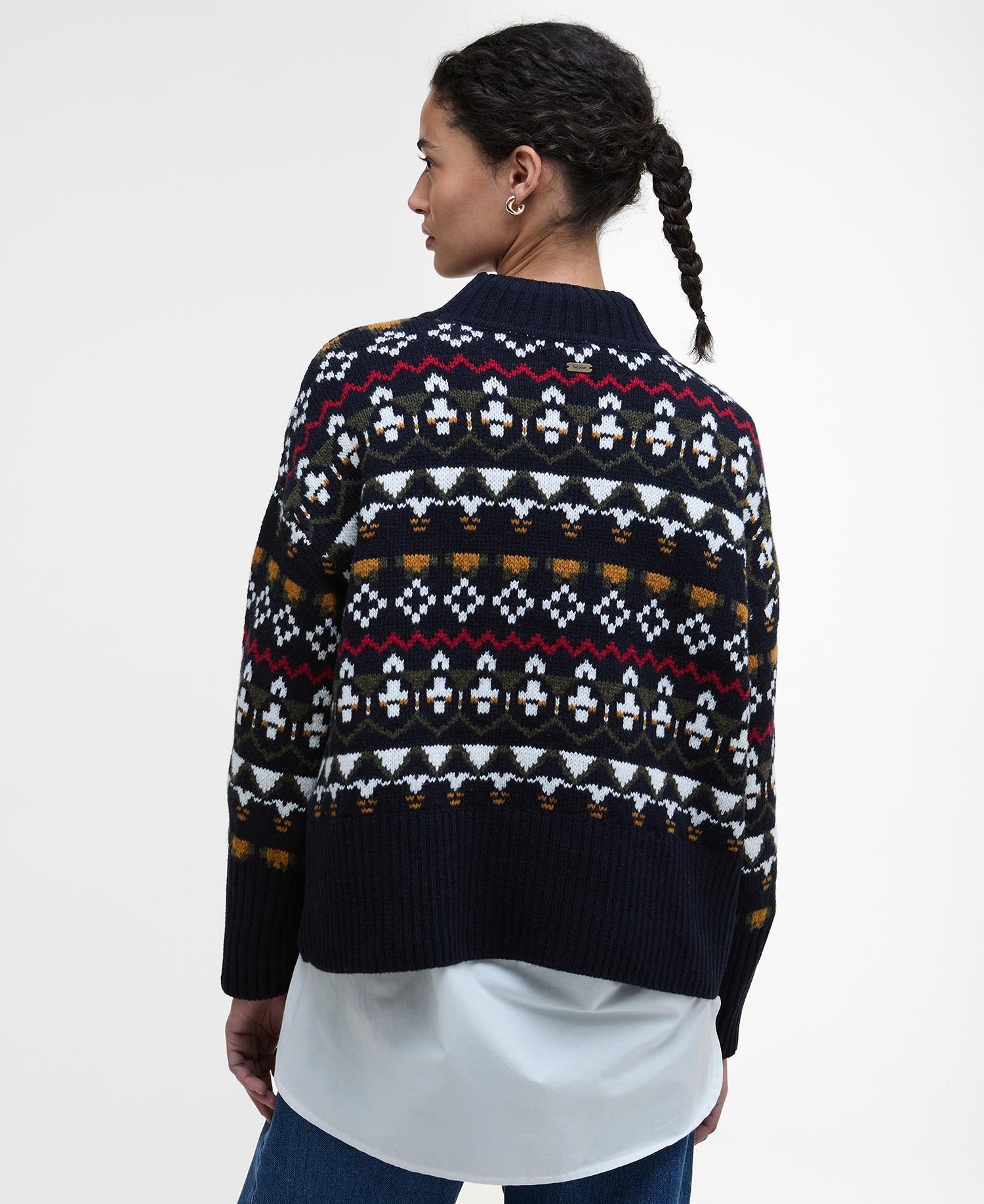 Larisa Fair Isle High-Neck Jumper - Navy