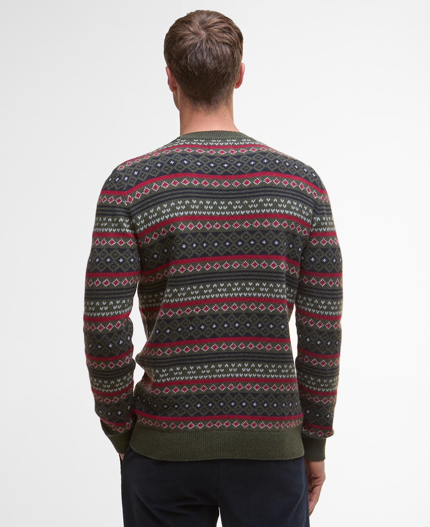Easdale Fair Isle Crew Neck Jumper - Olive