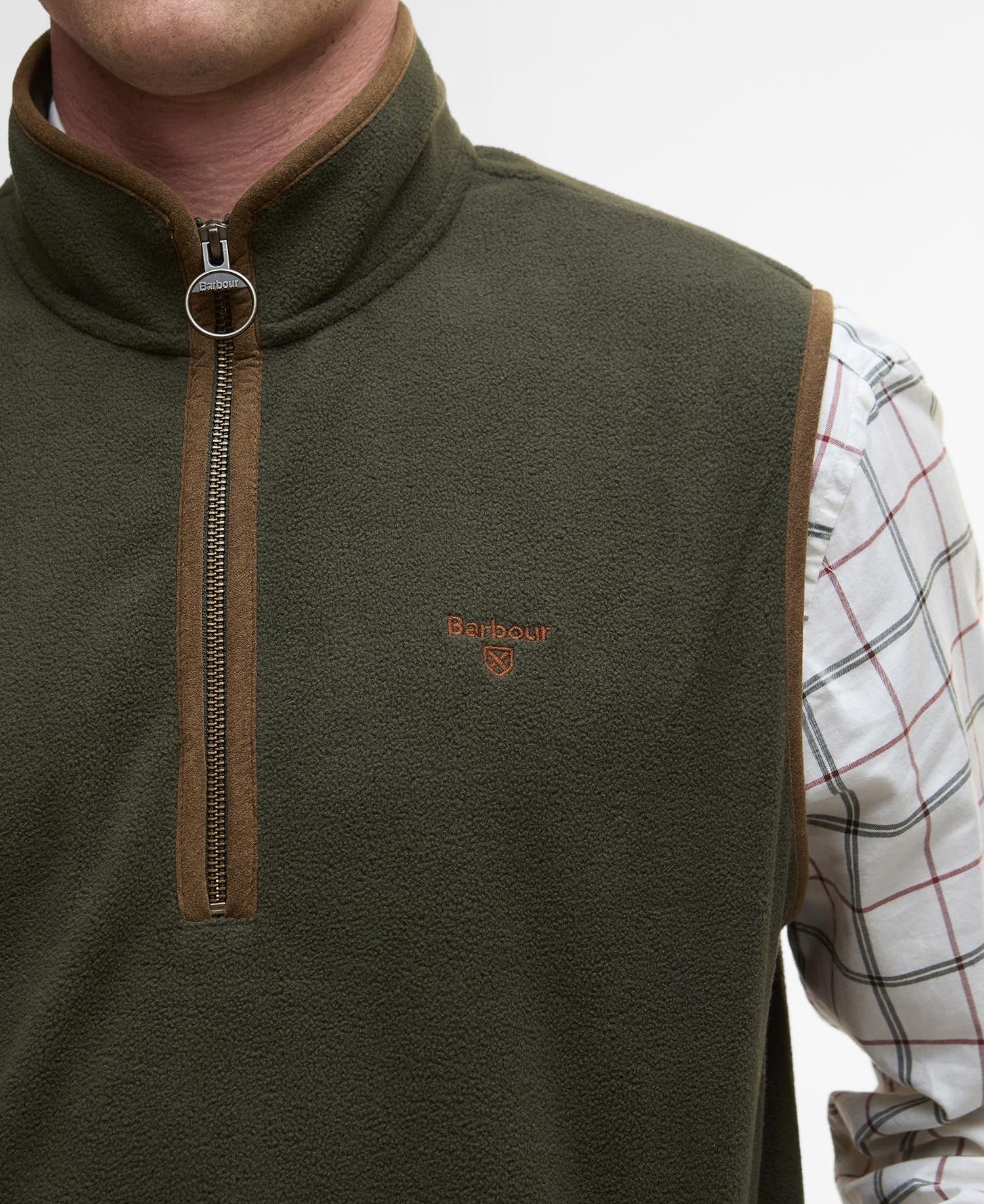 Harwood Half-Zip Fleeced Gilet - Olive