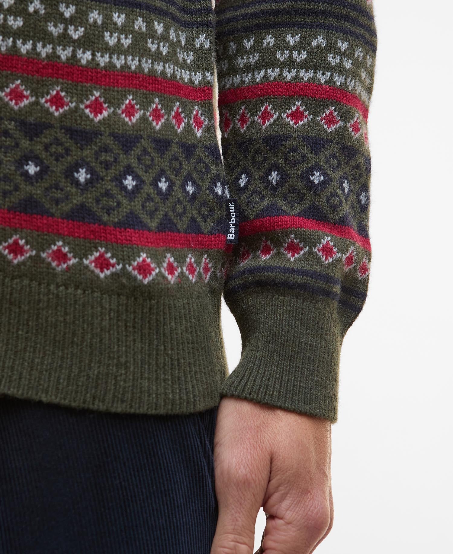 Easdale Fair Isle Crew Neck Jumper - Olive