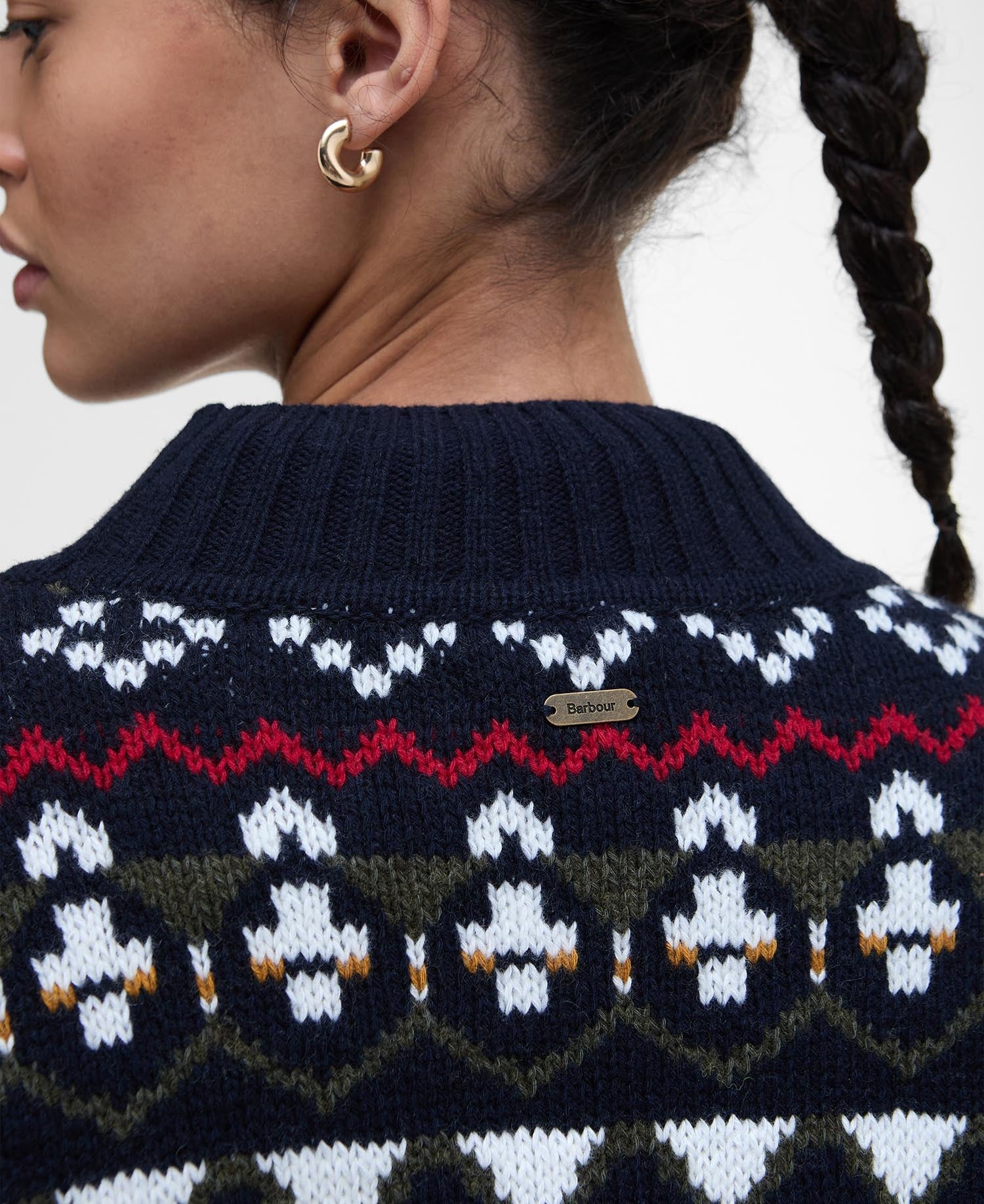 Larisa Fair Isle High-Neck Jumper - Navy
