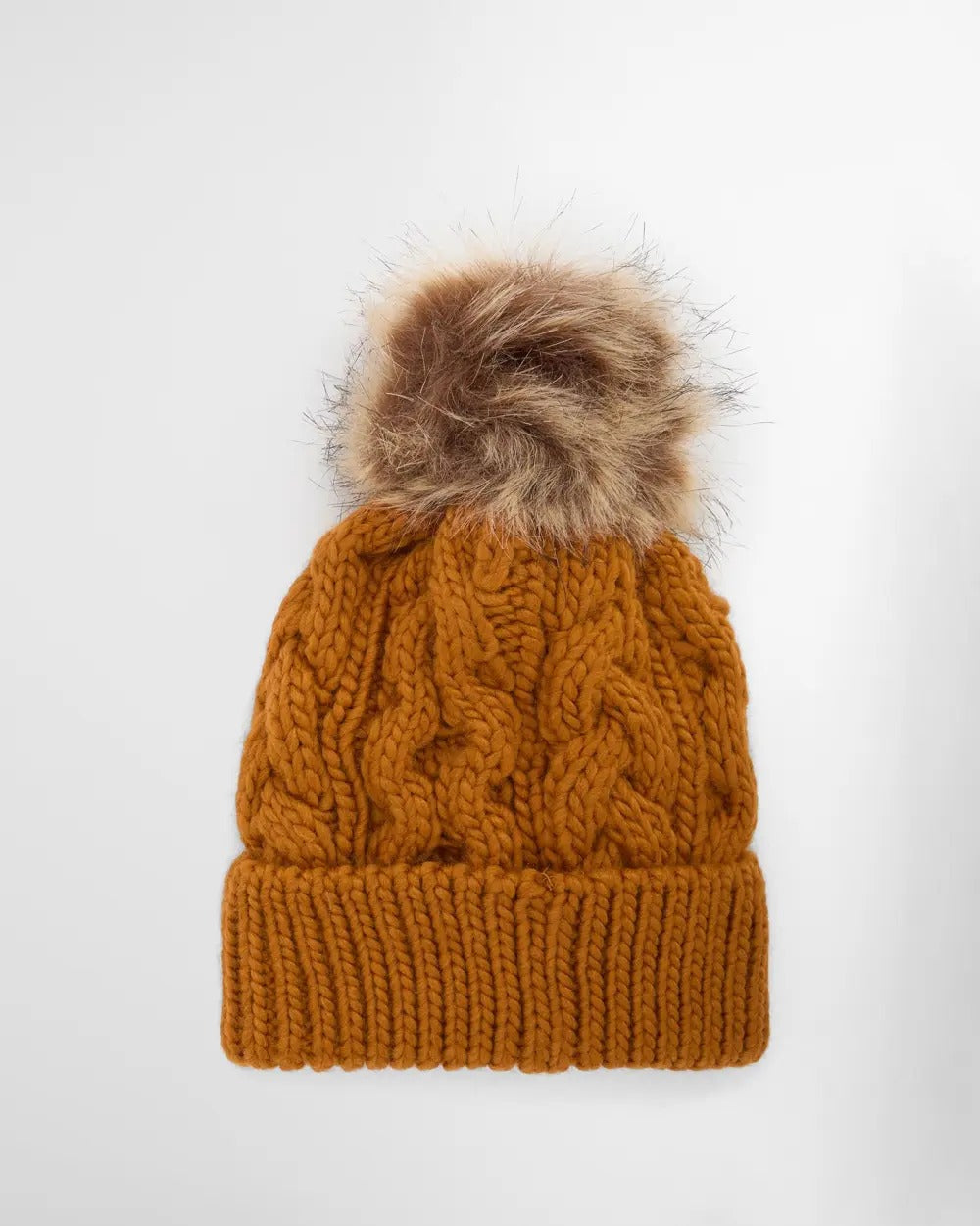 Penshaw Cable-Knit Beanie - Mustard