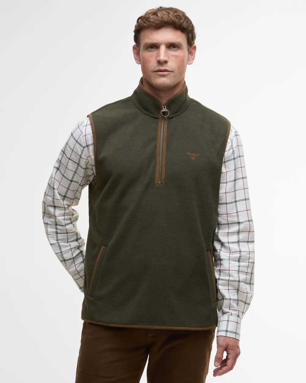 Harwood Half-Zip Fleeced Gilet - Olive