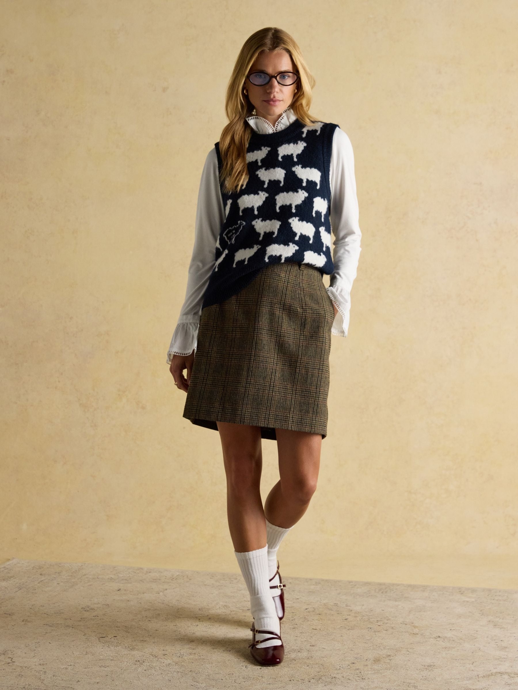 What The Flock Navy Intarsia Knitted Vest