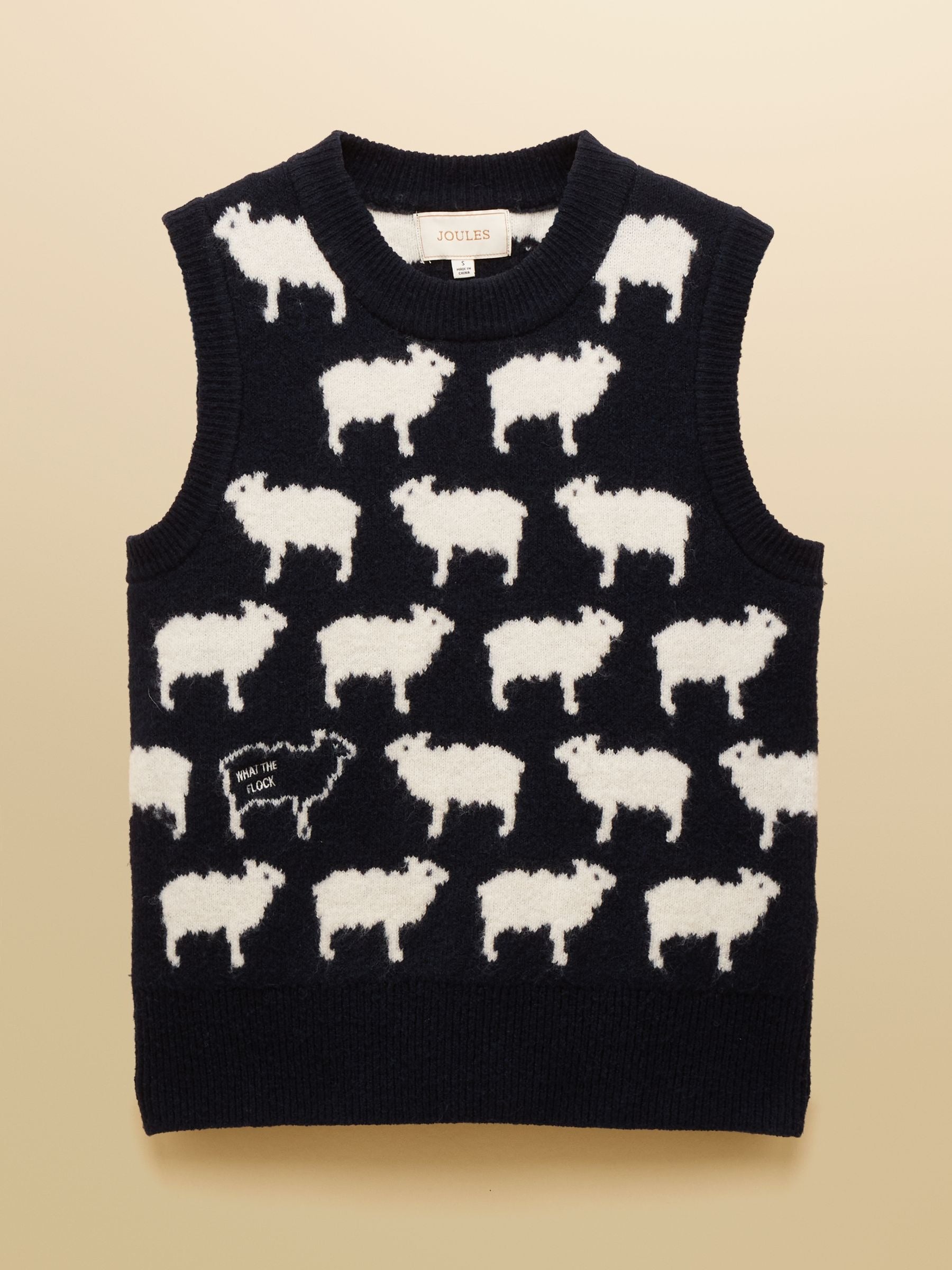 What The Flock Navy Intarsia Knitted Vest