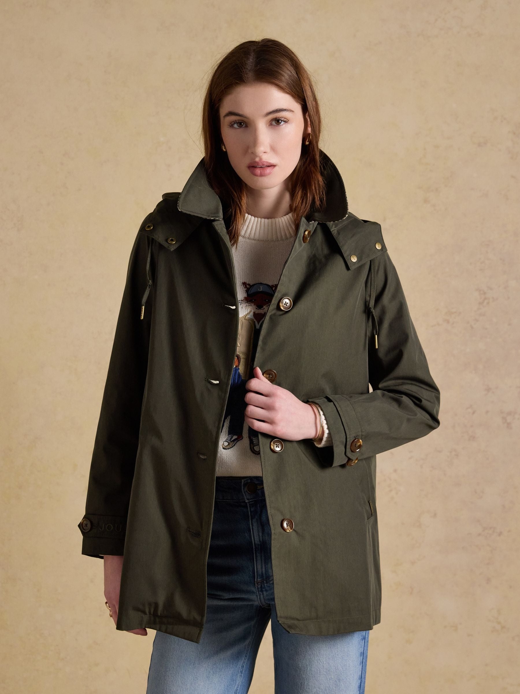 Rainmore Khaki Green Button Through Waterproof Raincoat