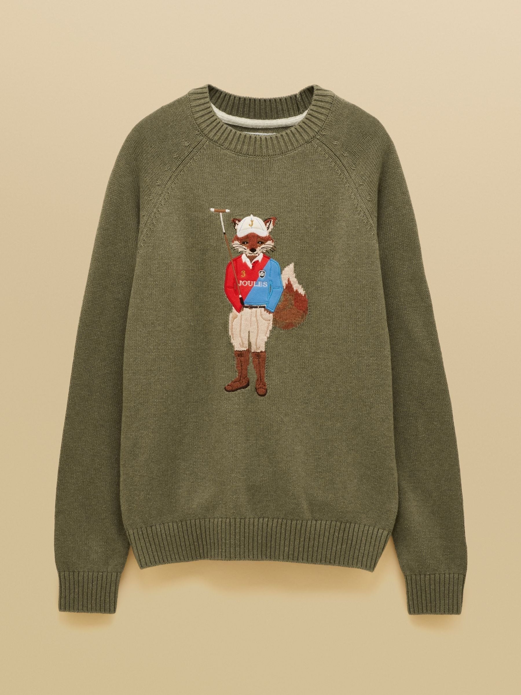 Jonty Fox Khaki Green Crew Neck Knitted Jumper