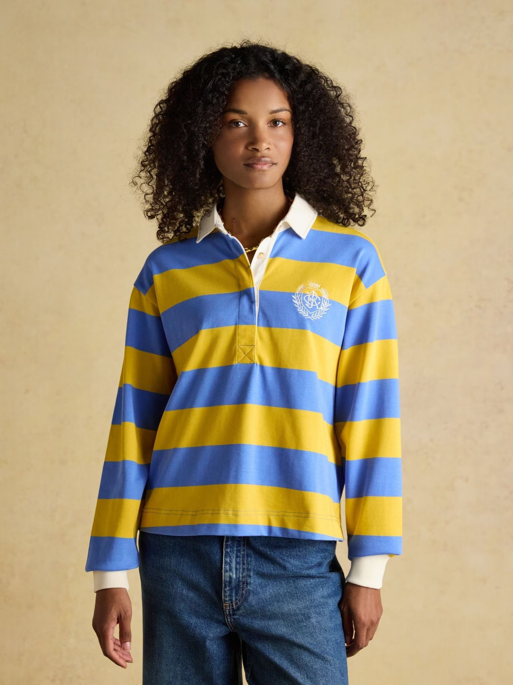 Lara Yellow & Blue Stripe Rugby Shirt