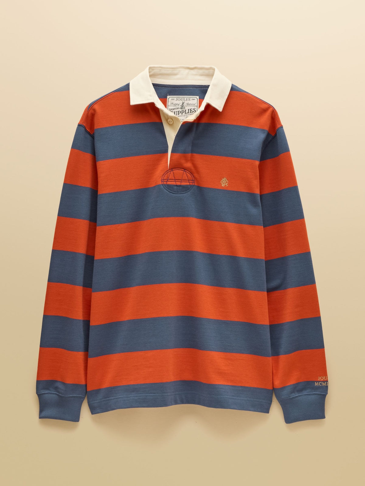Rugby Club Blue & Orange Long Sleeve Striped Rugby Shirt