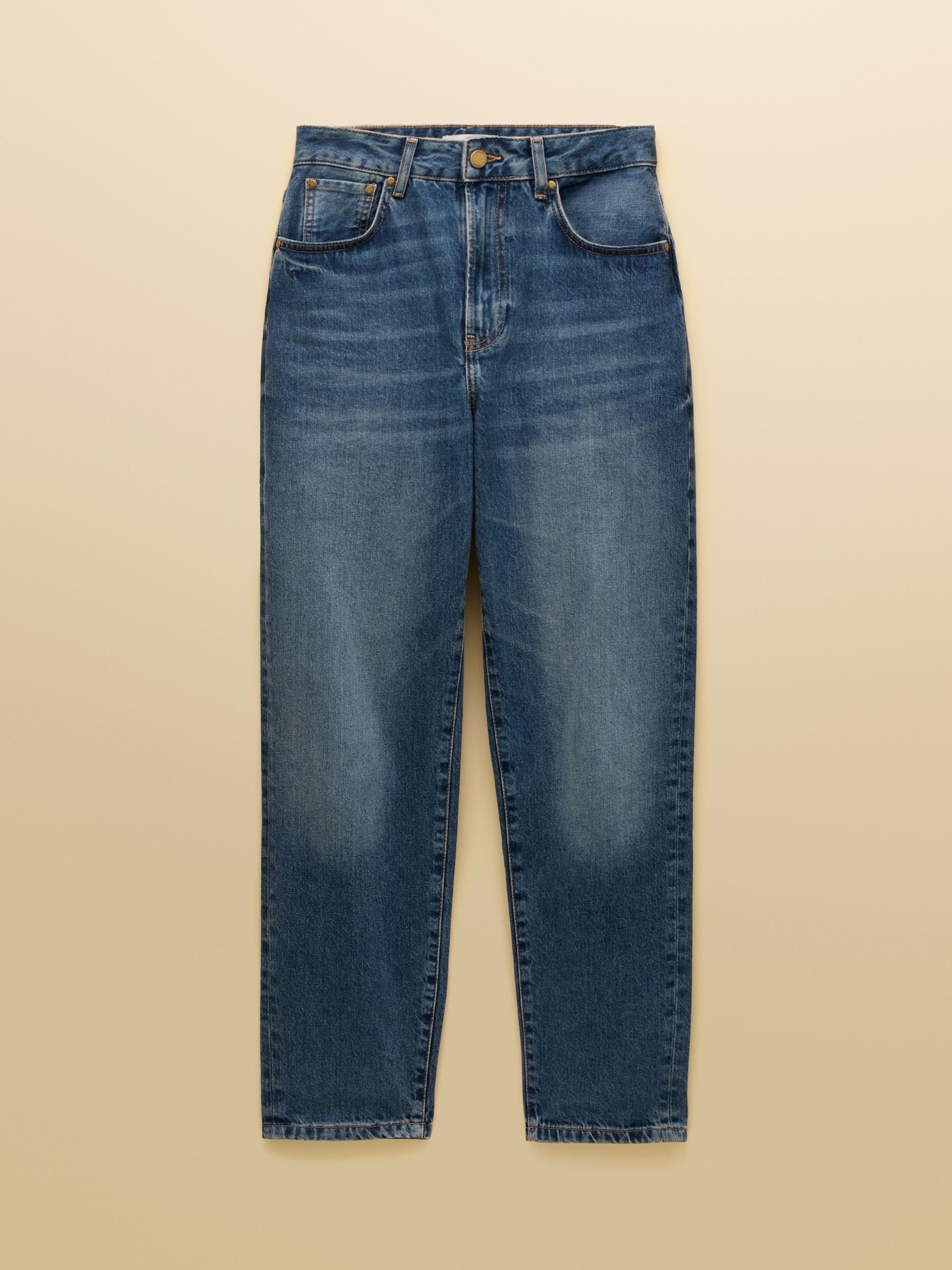 Mid Indigo Blue Relaxed Fit Mid Rise Jeans