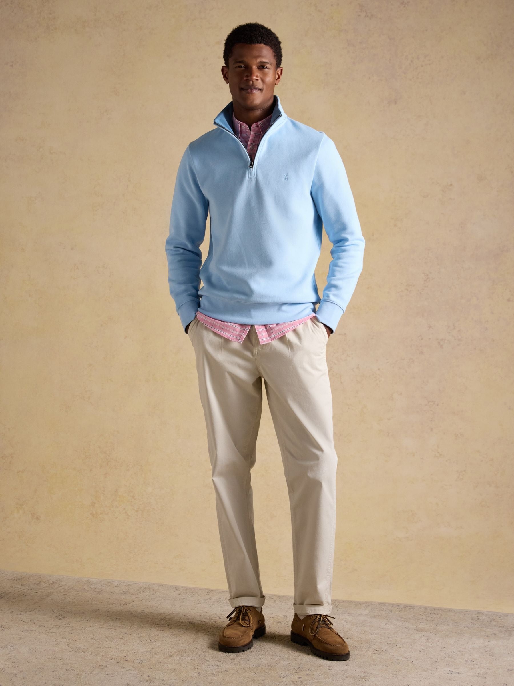 Alistair Blue French Ribbed Quarter Zip Sweatshirt
