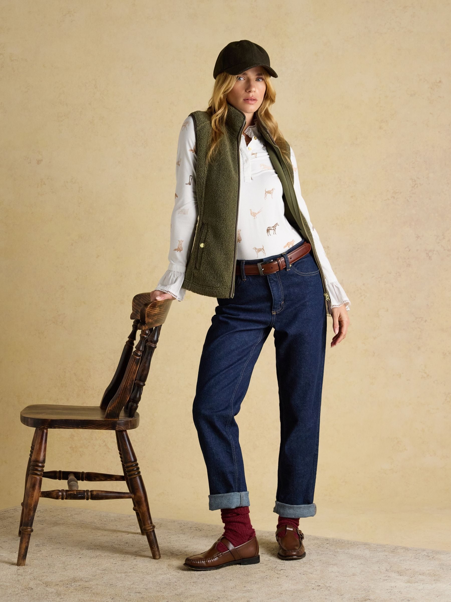 Borg Heritage Khaki Green Fleece Gilet