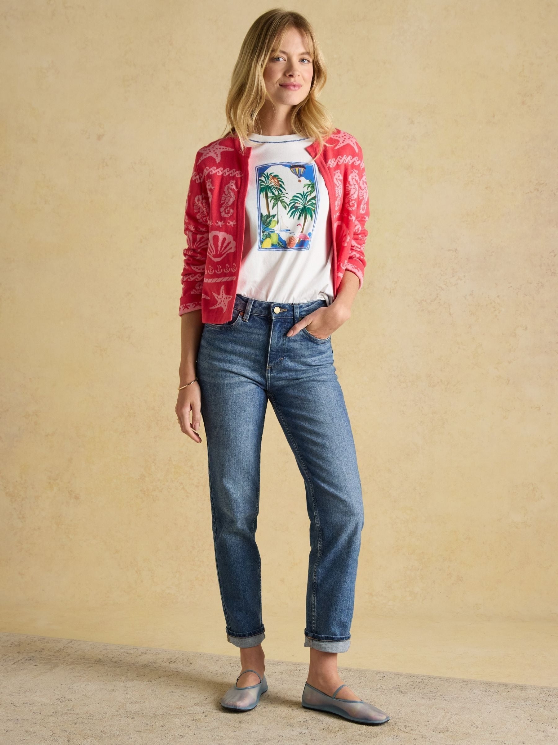 Mid Blue Straight Fit Mid Rise Jeans