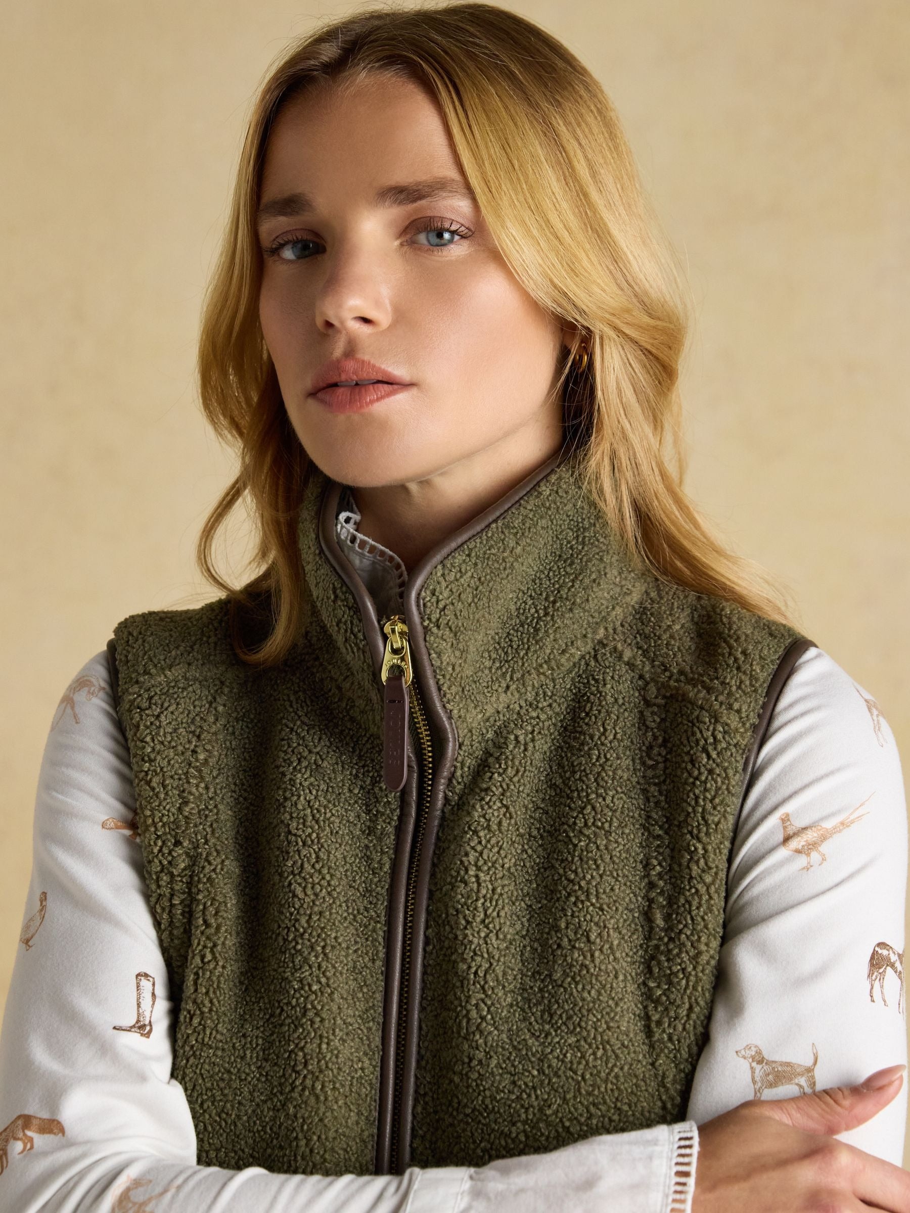 Borg Heritage Khaki Green Fleece Gilet