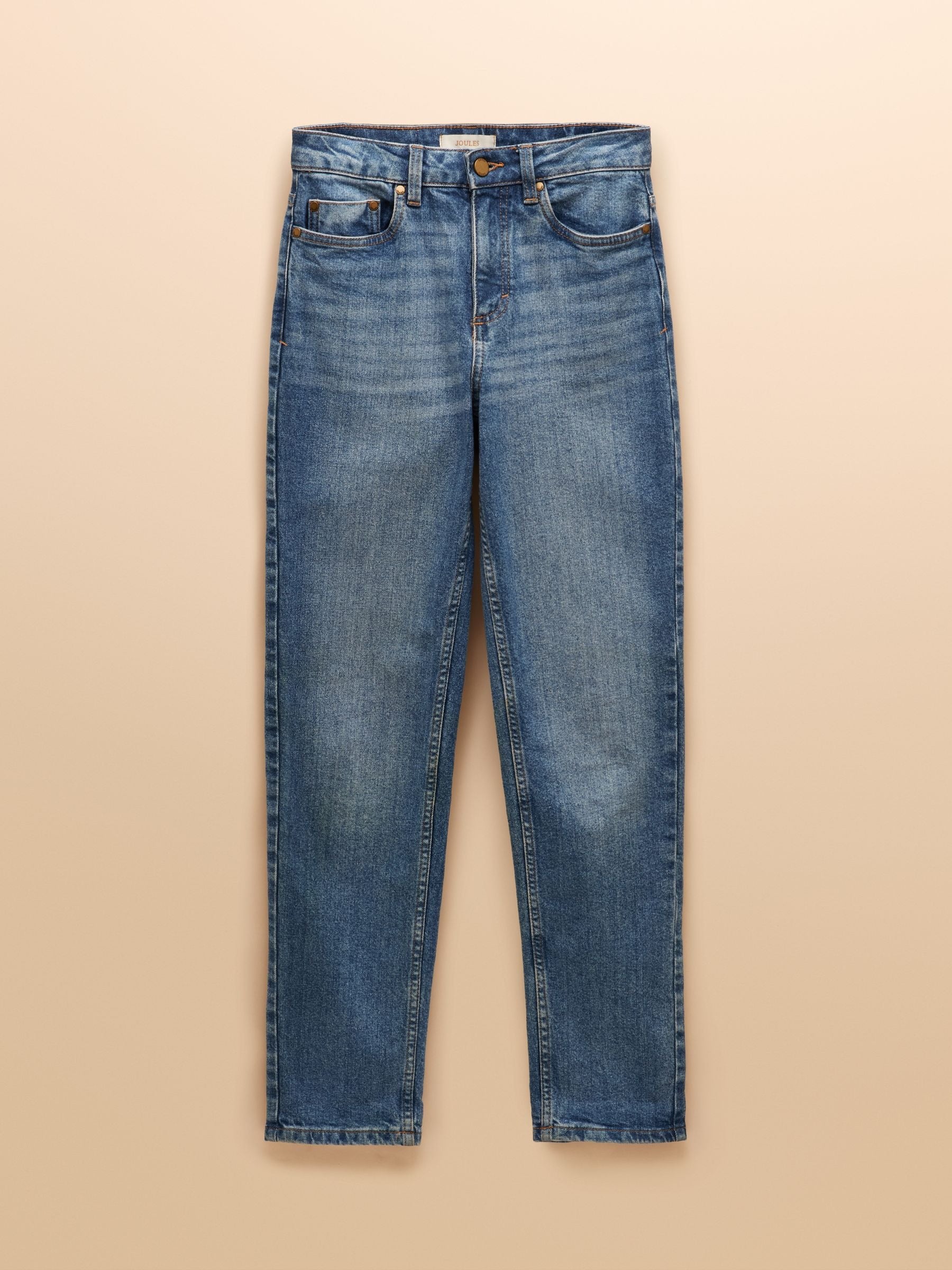 Mid Blue Straight Fit Mid Rise Jeans